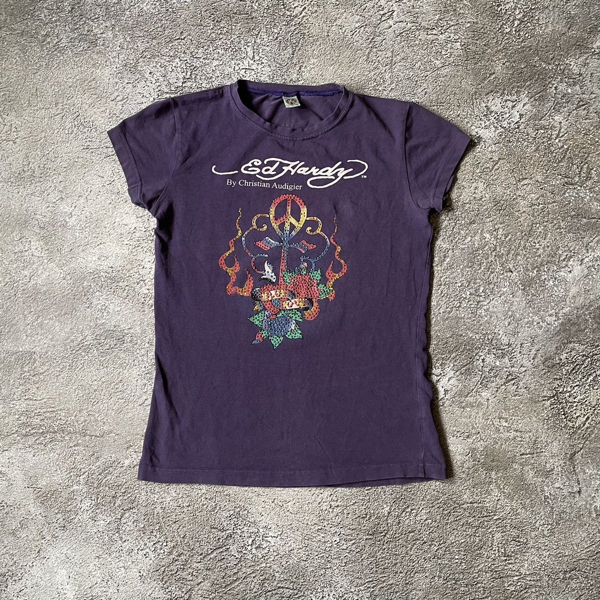 Vintage Vintage Y2K Ed Hardy Sun Faded Graphic Tee Purple Skater XL Size XL / US 12-14 / IT 48-50 - 3 Thumbnail
