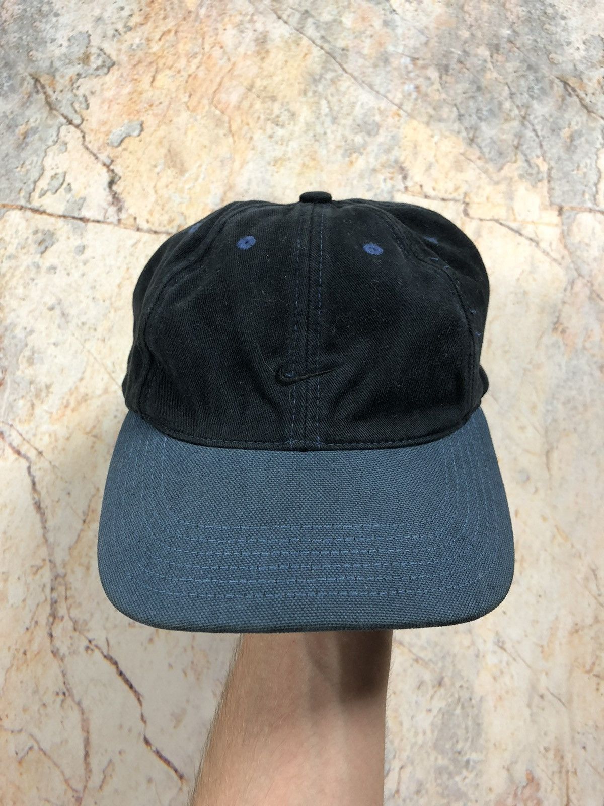 Nike × Vintage Nike vintage hat cap black big logo Size ONE SIZE - 2 Thumbnail