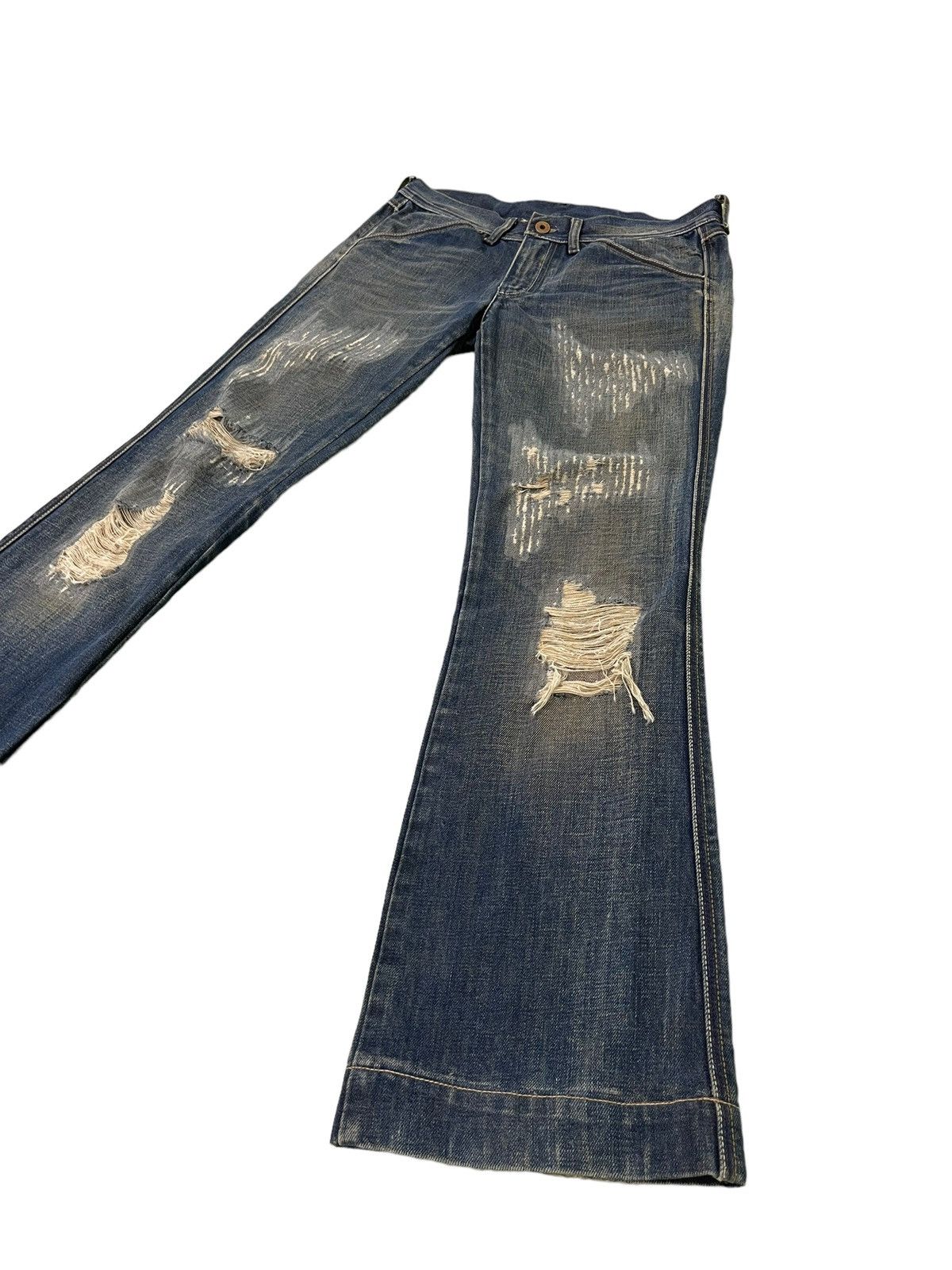 Diesel Flare Jeans Diesel Italy Distress Low Rise Boot Cut 5🟦8 Size US 30 / EU 46 - 3 Thumbnail