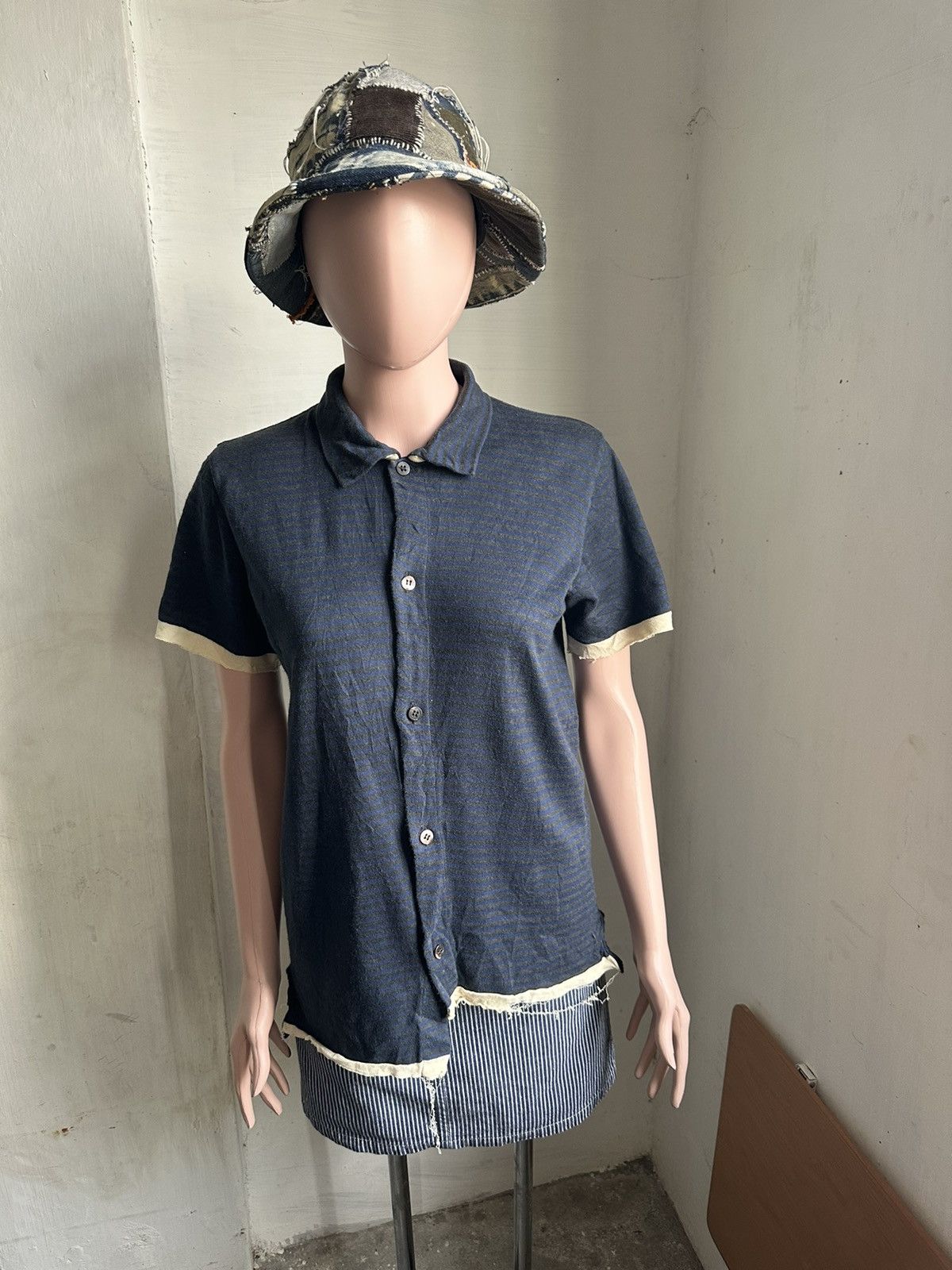 Yohji Yamamoto Asymmetric Cotton Shirt Nice Frayed distressed hem Size L / US 10 / IT 46 - 1 Thumbnail