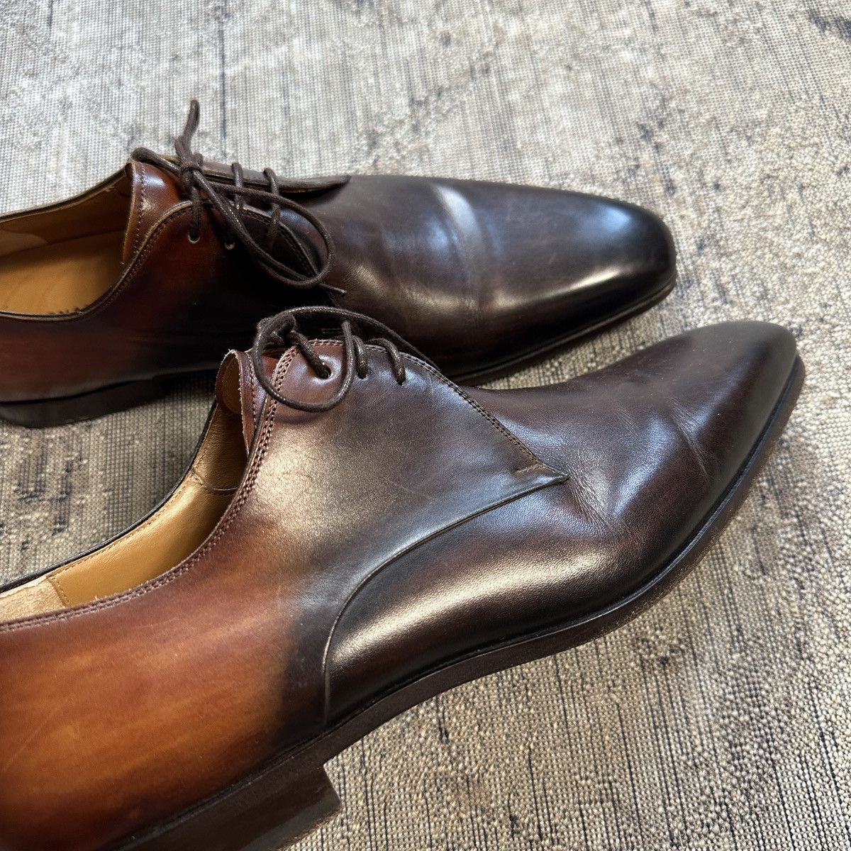 Handmade Magnanni Jakoby Tobaco Color Leather Shoes Size US 10 / EU 43 - 4 Thumbnail