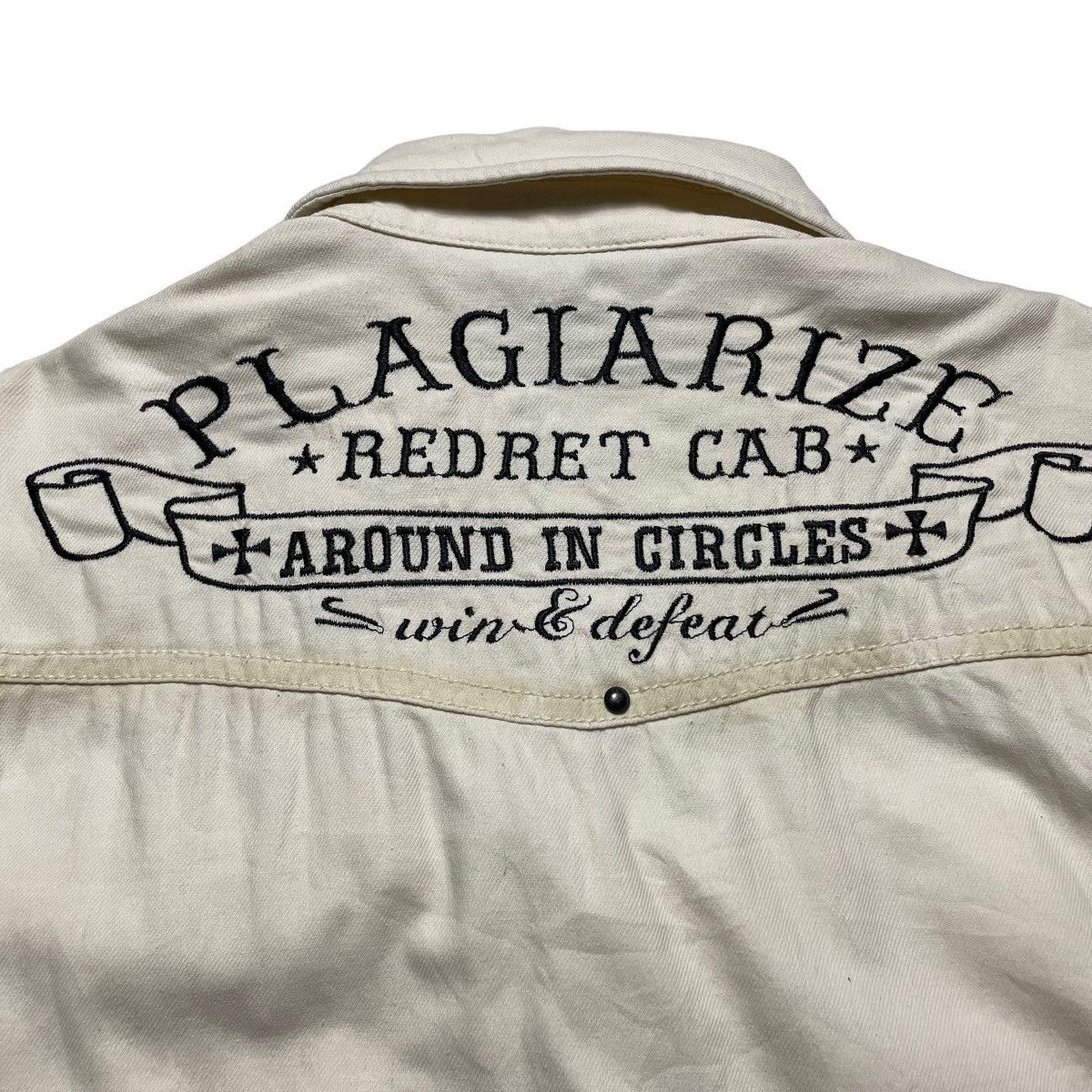 Le Grande Bleu (L.G.B.) 🇯🇵 IN THE ATTIC EMBROIDERED WORDING BUTTON UP SHIRT Size US M / EU 48-50 / 2 - 9 Thumbnail