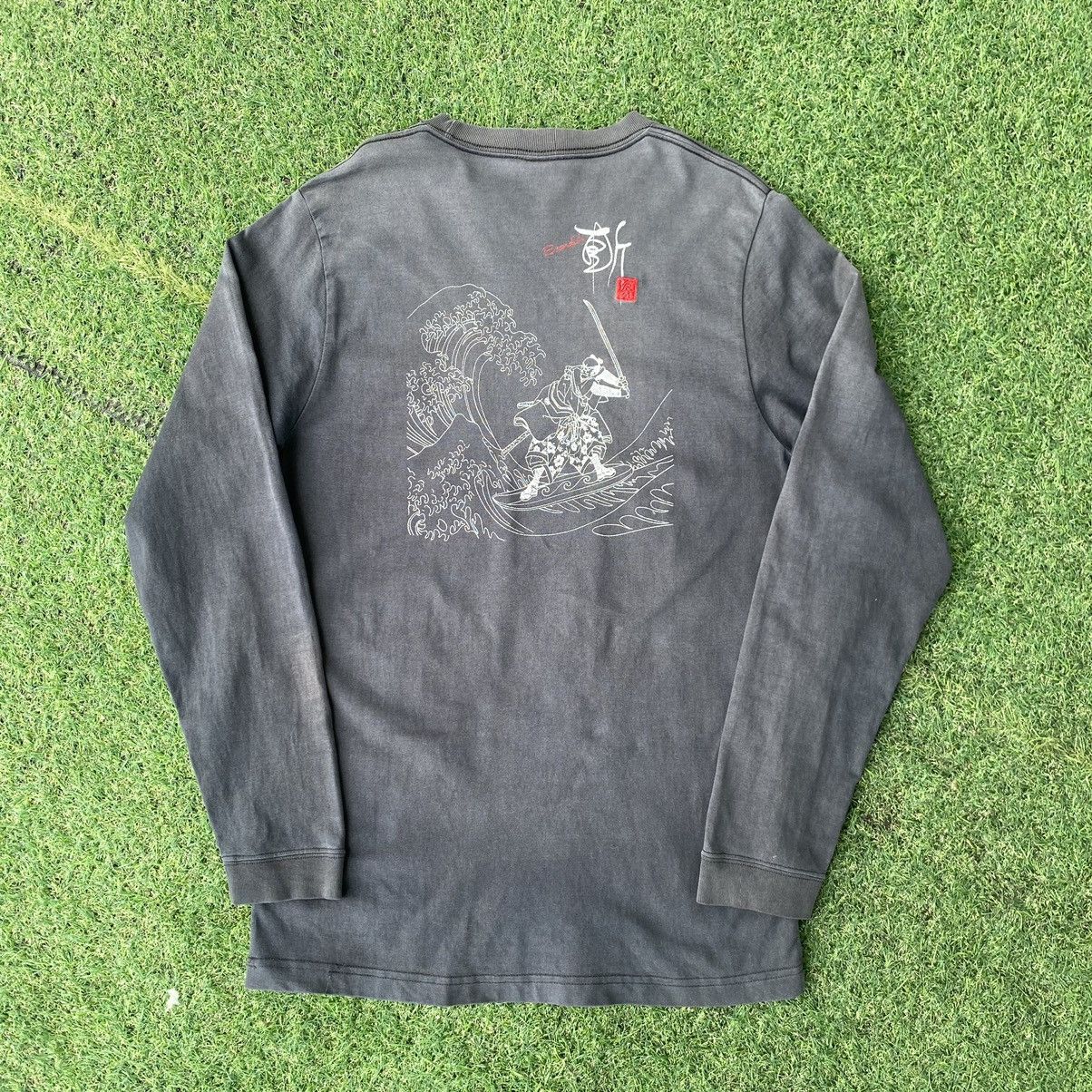 Japanese Brand Thrashed Faded Vintage Y2K Grass Hither Samurai Surf L/S Tee Size US L / EU 52-54 / 3 - 1 Thumbnail