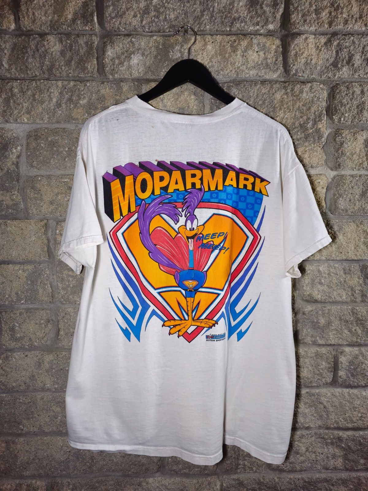 Vintage × Warner Bros Distressed Roadrunner Racing Tee Size US XL / EU 56 / 4 - 2 Thumbnail