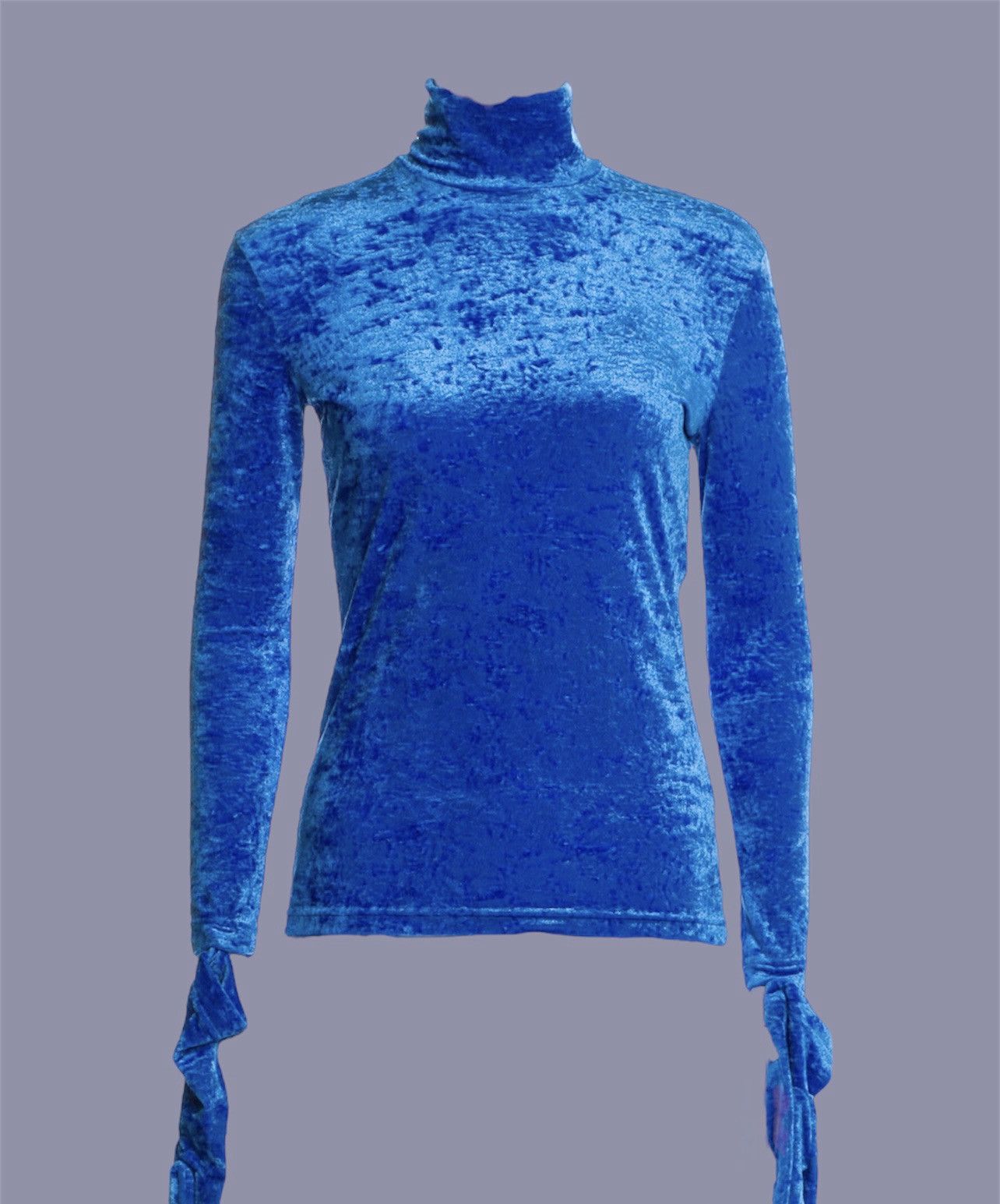 image of Balenciaga Runway Blue Velvet Top With Gloves, Men's (Size Small)