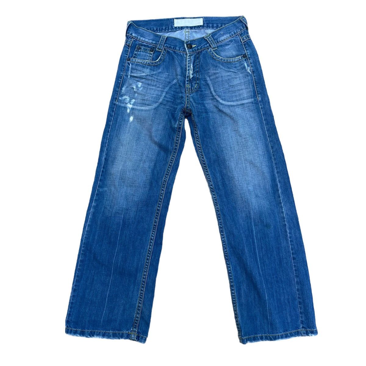 If Six Was Nine × Japanese Brand × Le Grande Bleu (L.G.B.) 🇯🇵 VINTAGE A.V.H LEATHER PATCH DENIM PANTS Size US 32 / EU 48 - 2 Thumbnail