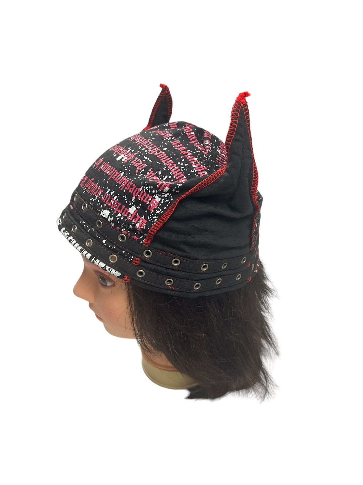 Japanese Brand Skull Anarcho Punk Poem Horn Beanie Size ONE SIZE - 4 Thumbnail