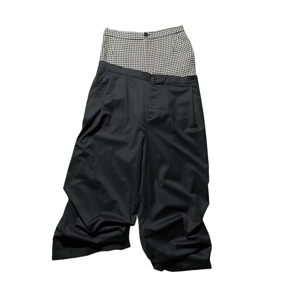 image of Natasha Zinko $1.2K Houndstooth Double Waist Layer Pant in Black, Men's (Size 32)