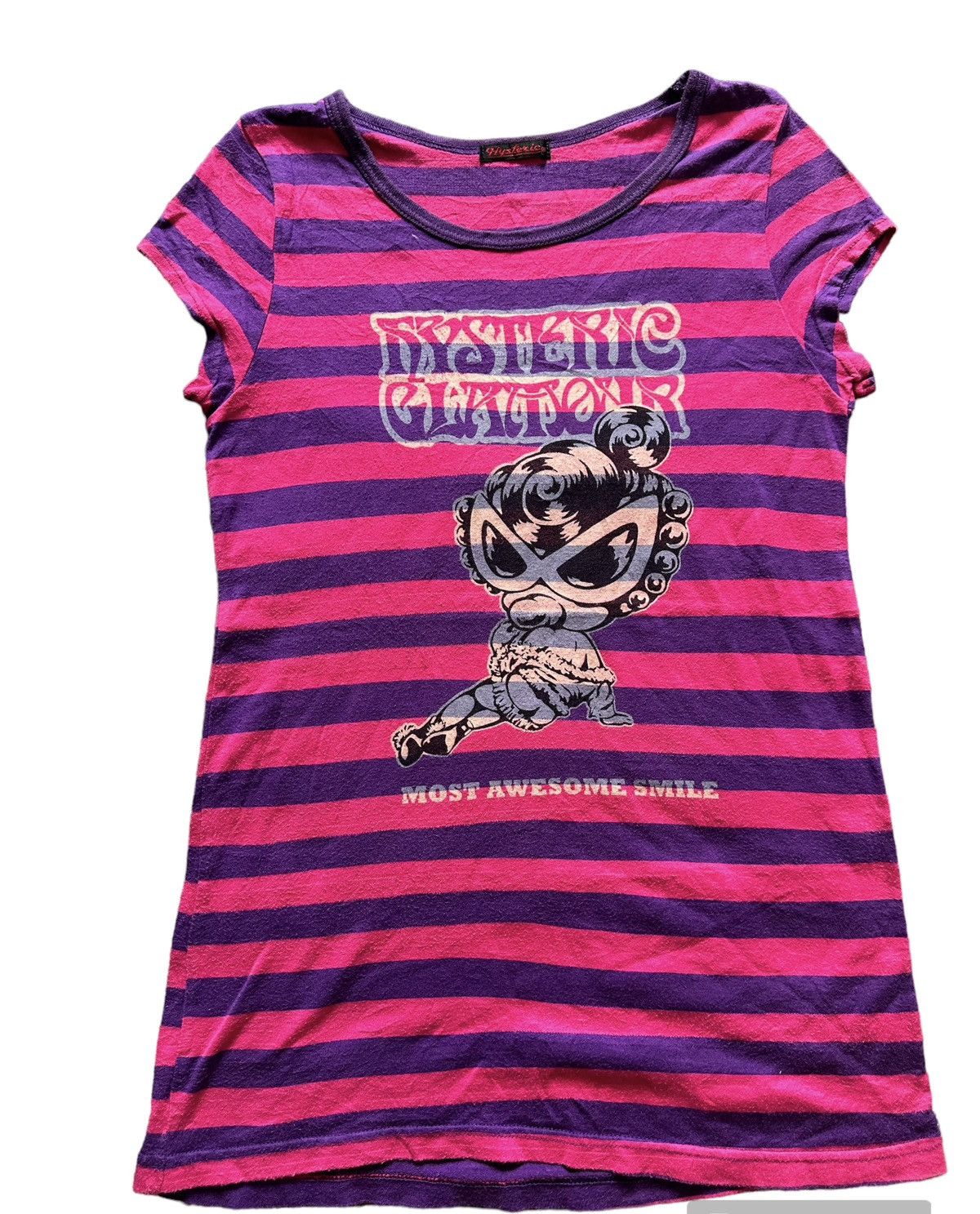 image of Hysteric Glamour Stripes Pink Purple Tshirt, Women's (Size Small)