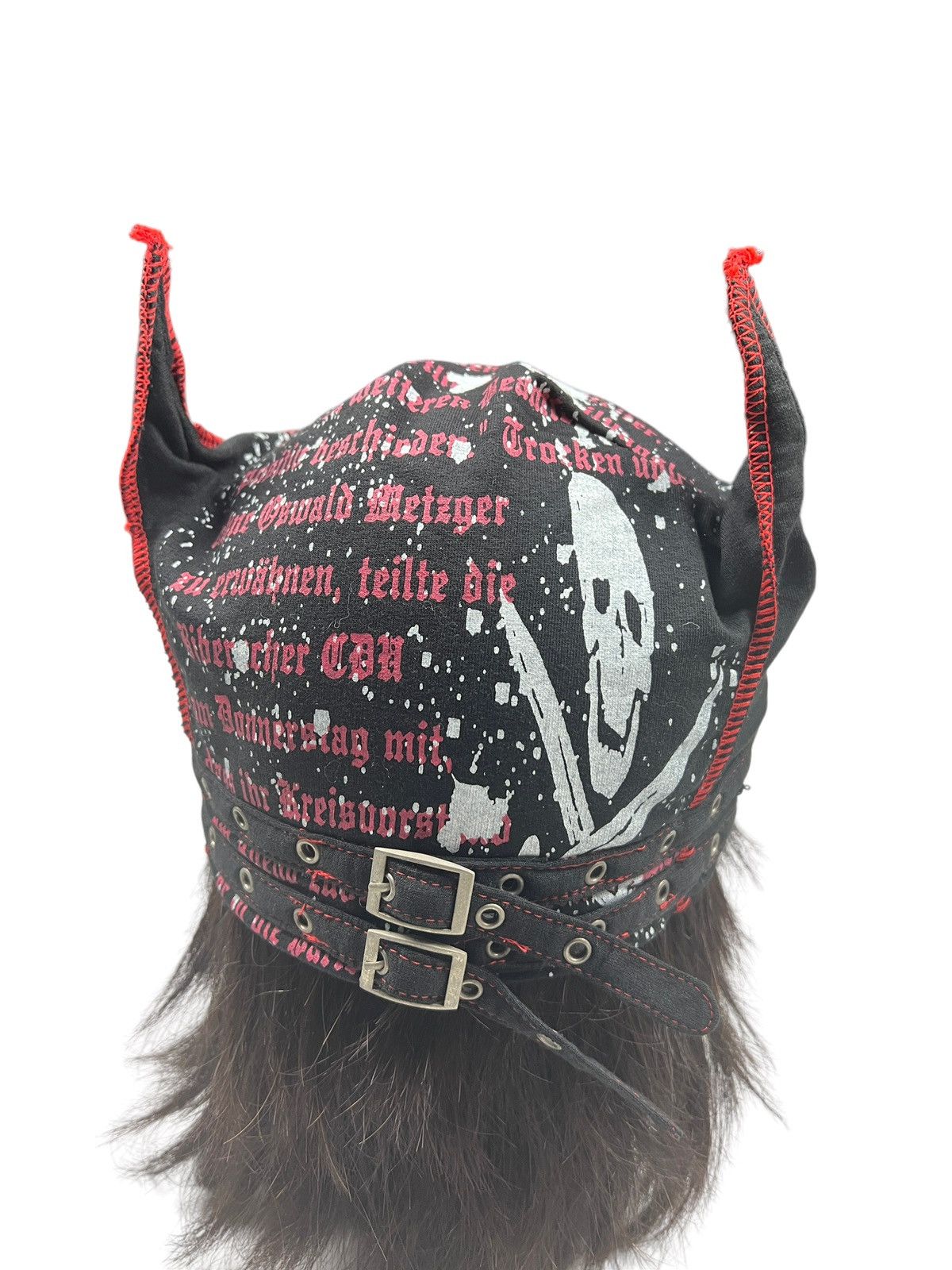 Japanese Brand Skull Anarcho Punk Poem Horn Beanie Size ONE SIZE - 8 Thumbnail