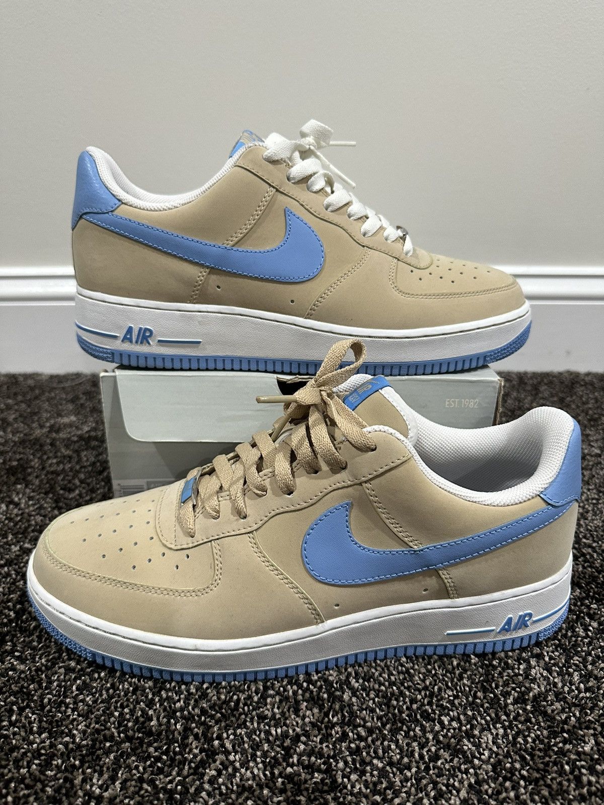 image of Nike Air Force 1 ‘07 “Linen University Blue” Sneaker 2007 in Brown, Men's (Size 10)