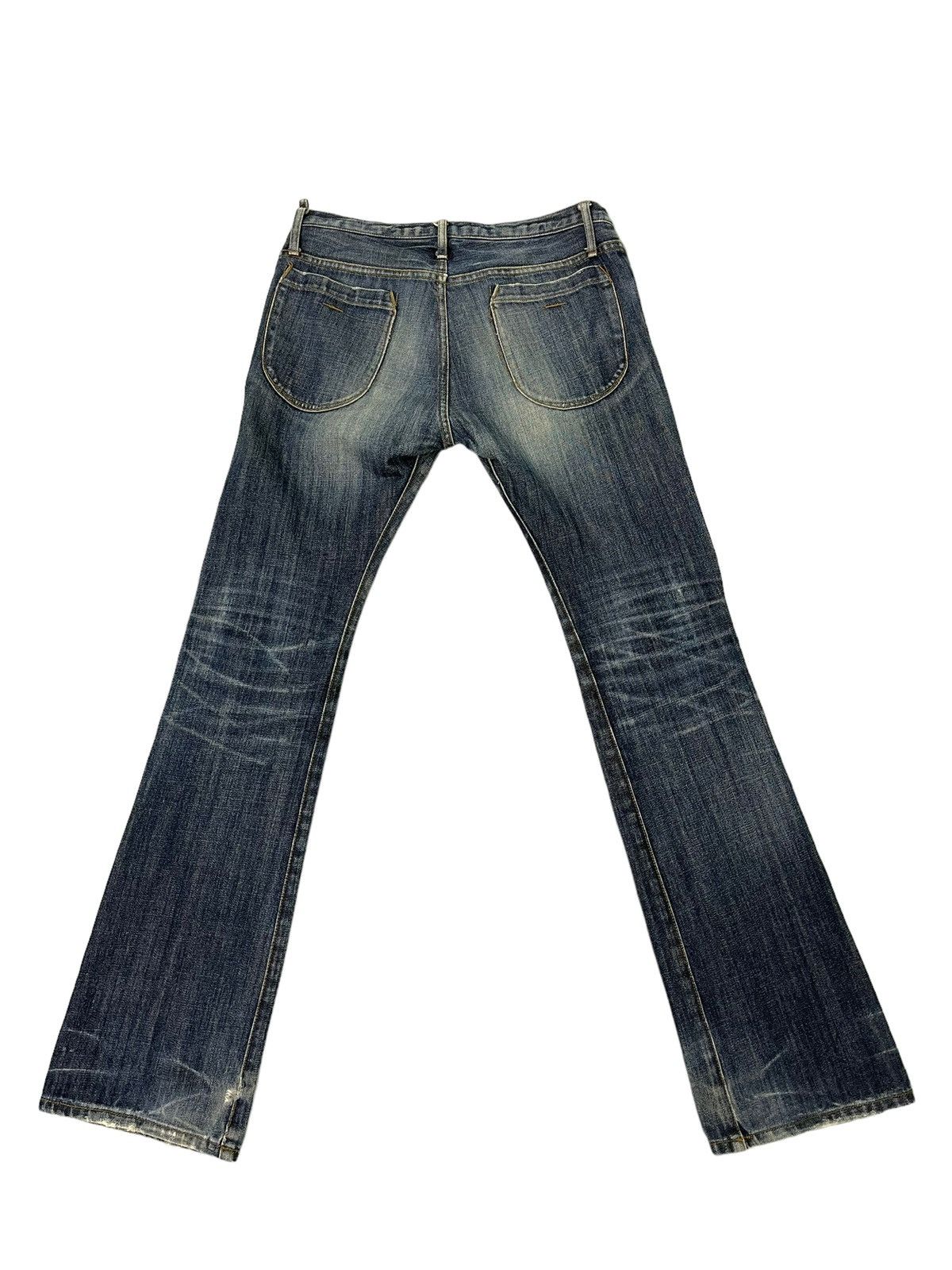 Japanese Brand Flare Jeans Bark Tannage Distress Low Rise Boot Cut 5🟦8 Size US 29 - 12 Thumbnail