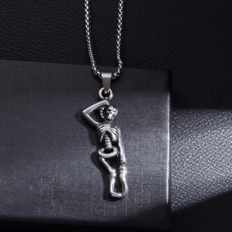 Jewelry Dancing Skull Ghost Necklace Size ONE SIZE - 3 Thumbnail