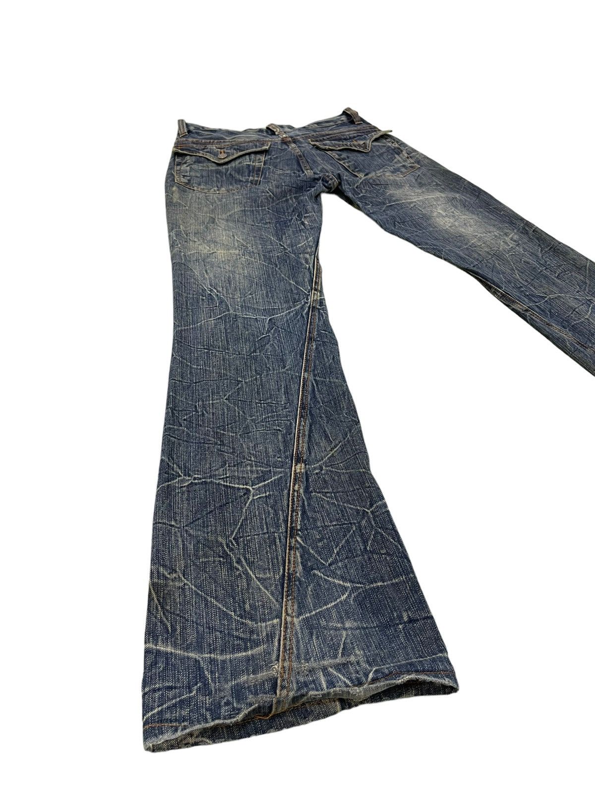 Japanese Brand Flare Jeans Nylaus Distress Acid Wash Boot Cut 5🟦7T Size US 33 - 13 Thumbnail