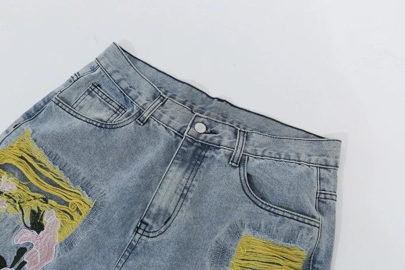 Japanese Brand × Jean Embroidered Patch Denim Ripped Streetwear Jeans Size US 32 / EU 48 - 6 Thumbnail