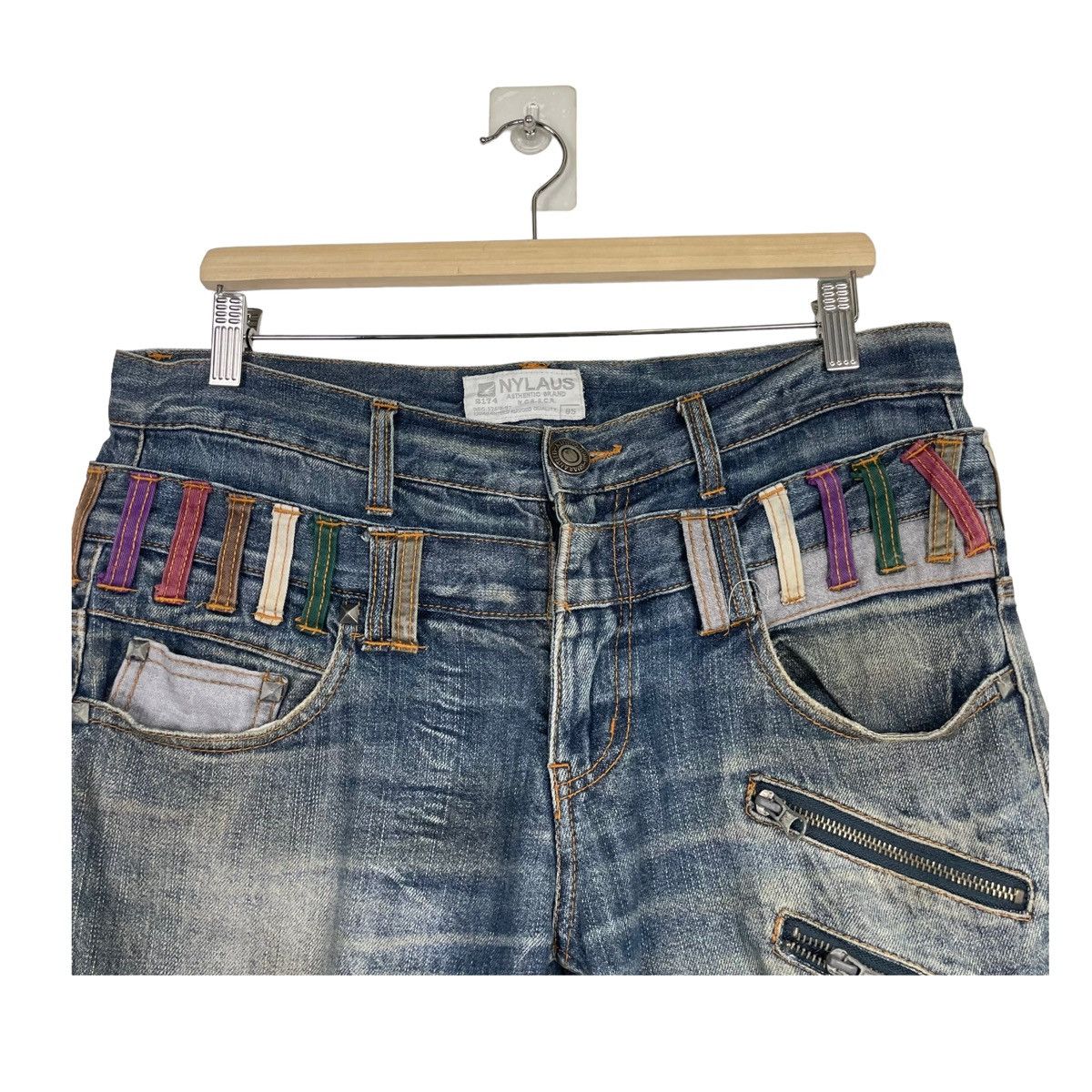 Hysteric Glamour × Japanese Brand 💥FLARE NYLAUS JAPAN DOUBLE WAIST QUATER JEAN Size US 32 / EU 48 - 4 Thumbnail