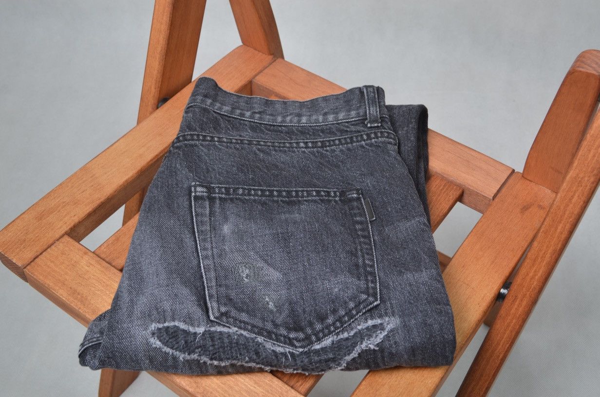 image of Saint Laurent Distressed Denim Jeans Size 33 in Grey, Men's