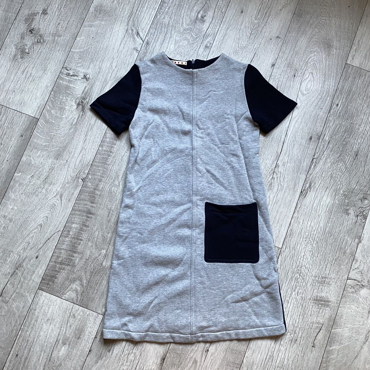 image of Marni Cotton Luxury Italy Designer Dress in Gray/Navy, Women's (Size XL)