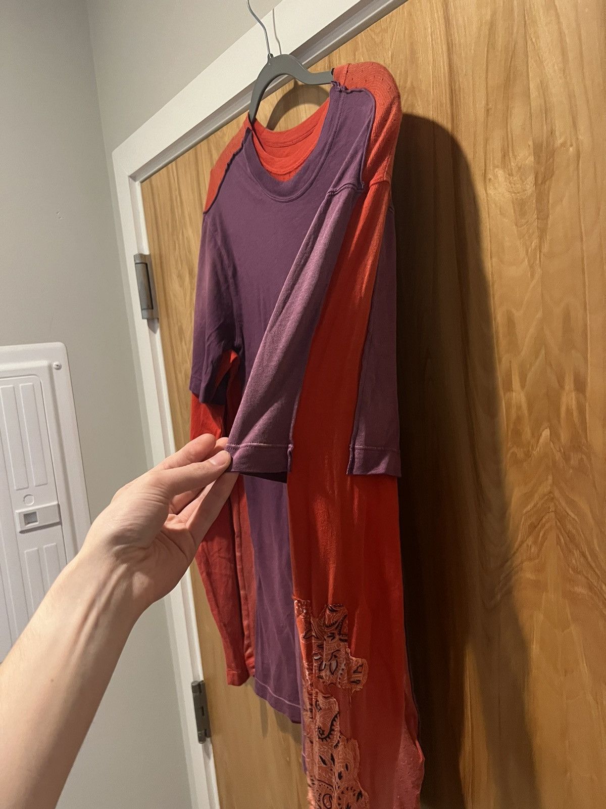 Off-White Off White Triple Layer Reconstructed Longsleeve Red Purple Size US M / EU 48-50 / 2 - 6 Thumbnail
