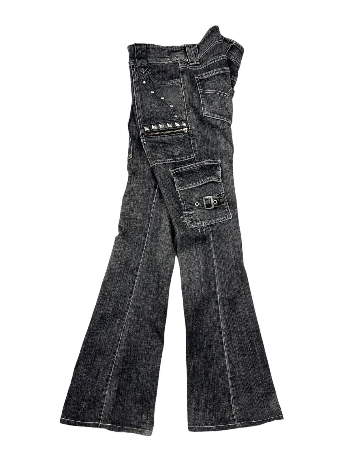 Japanese Brand Algonquins 🇯🇵 Studded Flare Cargo Denim Size US 31 - 10 Thumbnail