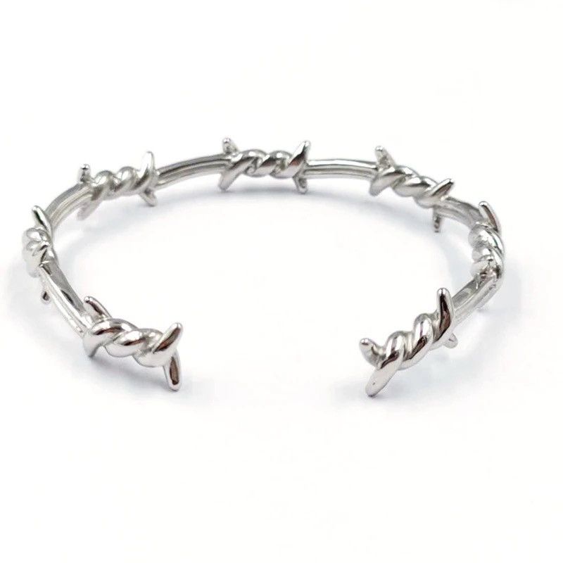 Other Silver Color Thorns Bangle Bracelet Punk Rock Size ONE SIZE - 2 Thumbnail