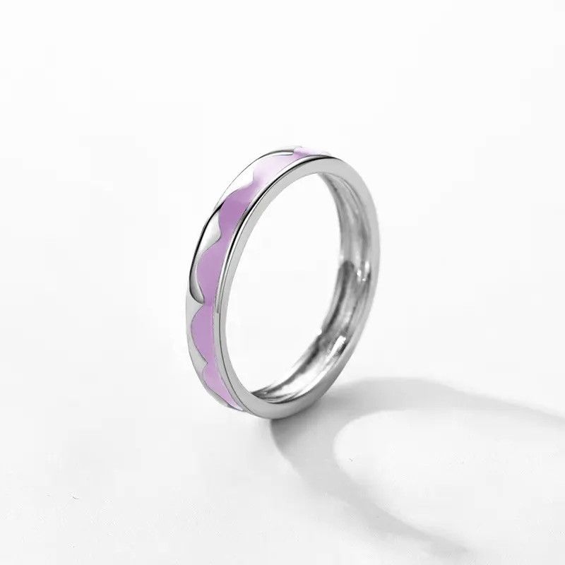 Jewelry × Vintage Exquisite Purple Enamel Wave Cute Ring Size ONE SIZE - 1 Thumbnail