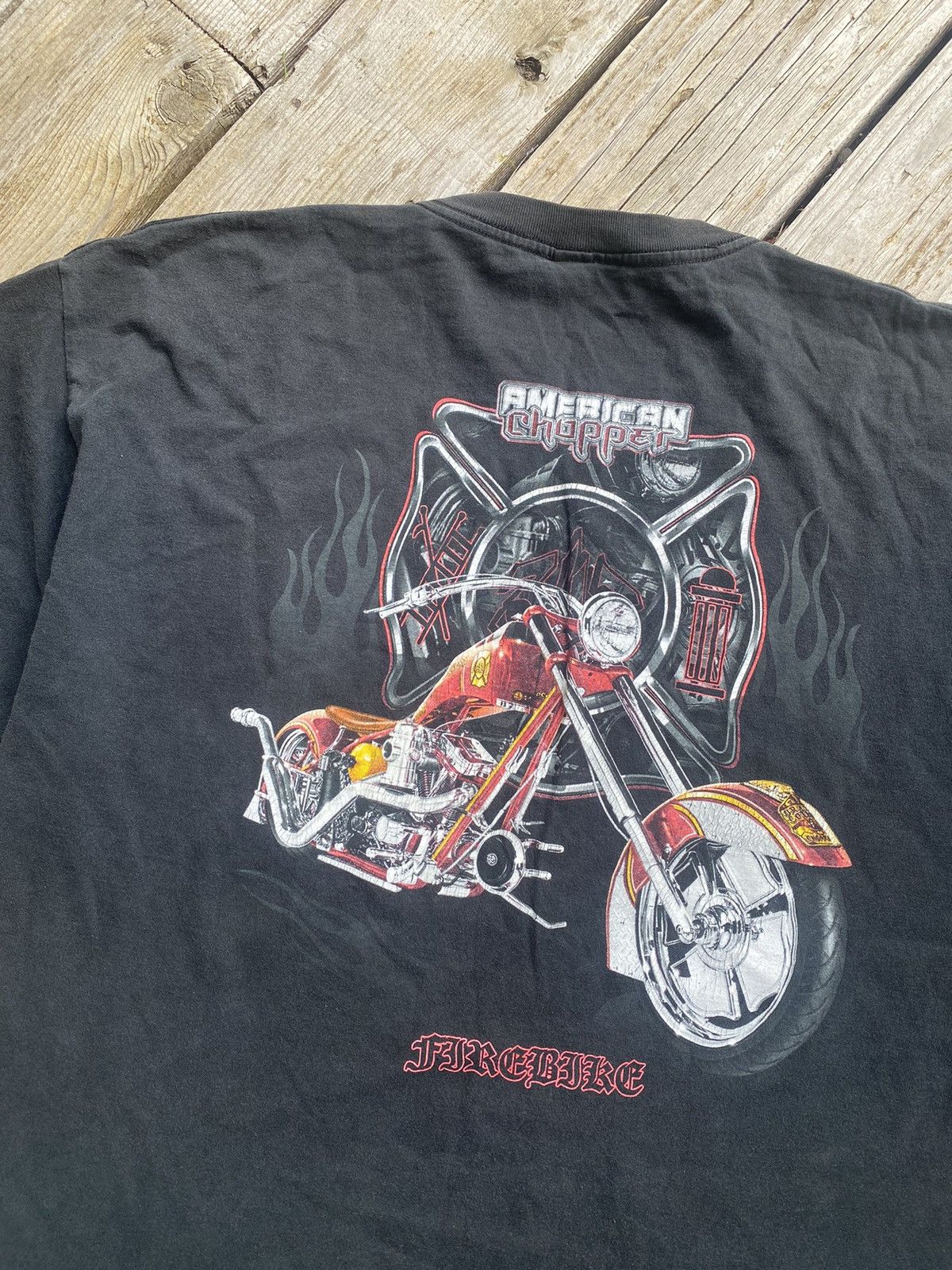 Harley Davidson × Vintage × West Coast Choppers Vintage Y2K American Chopper Flames Biker Faded Black Tee Size US XXL / EU 58 / 5 - 3 Thumbnail