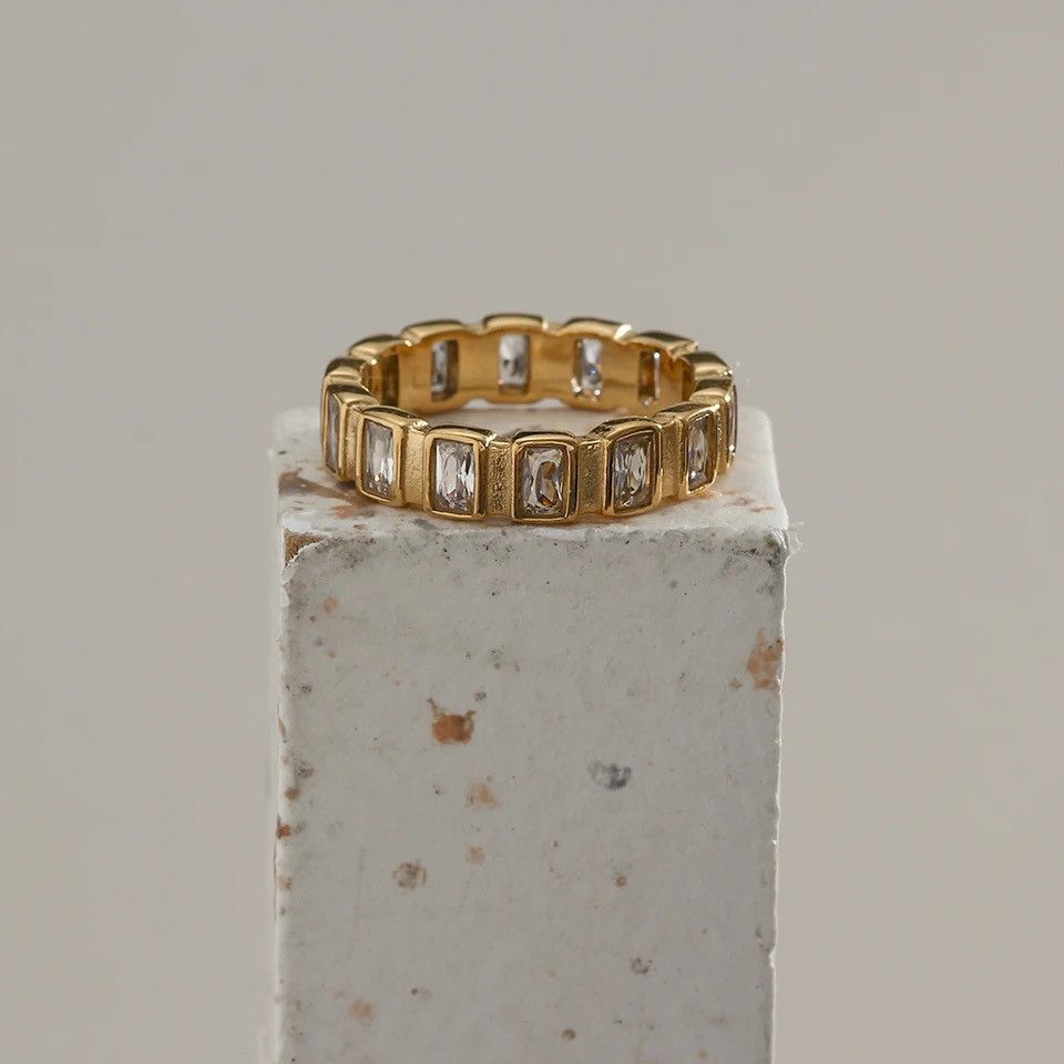 Jewelry Creative Small Square CZ Stone Ring Size ONE SIZE - 2 Thumbnail