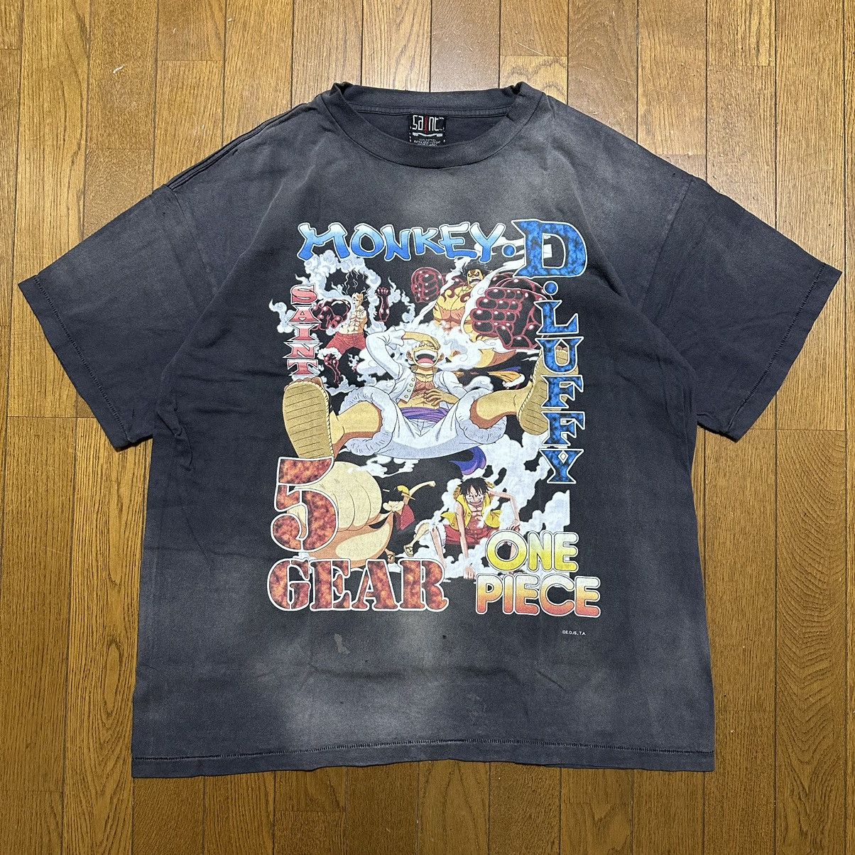 image of Readymade x Saint Michael One Piece Luffy 5 Gear Tee in Black, Men's (Size XL)