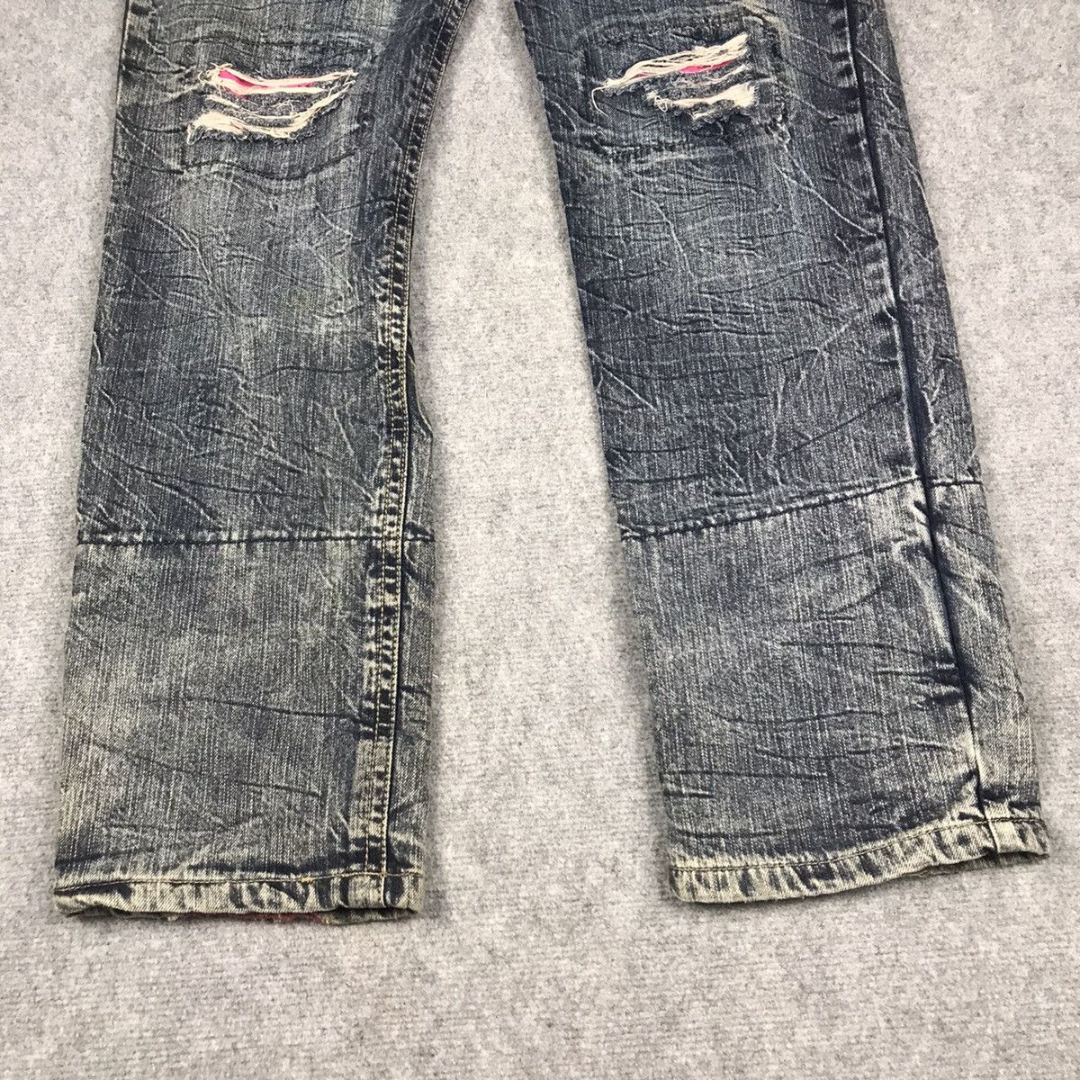 Japanese Brand ACID WASH JEANS JAPANESE PUNK BLUE FADED DISTRESSED PANTS Size US 34 / EU 50 - 2 Thumbnail