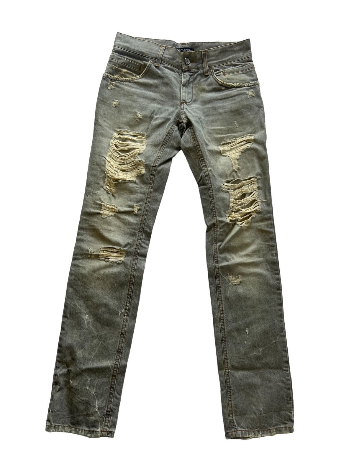 Dolce & Gabbana 2009 Grey Distressed Denim Jeans