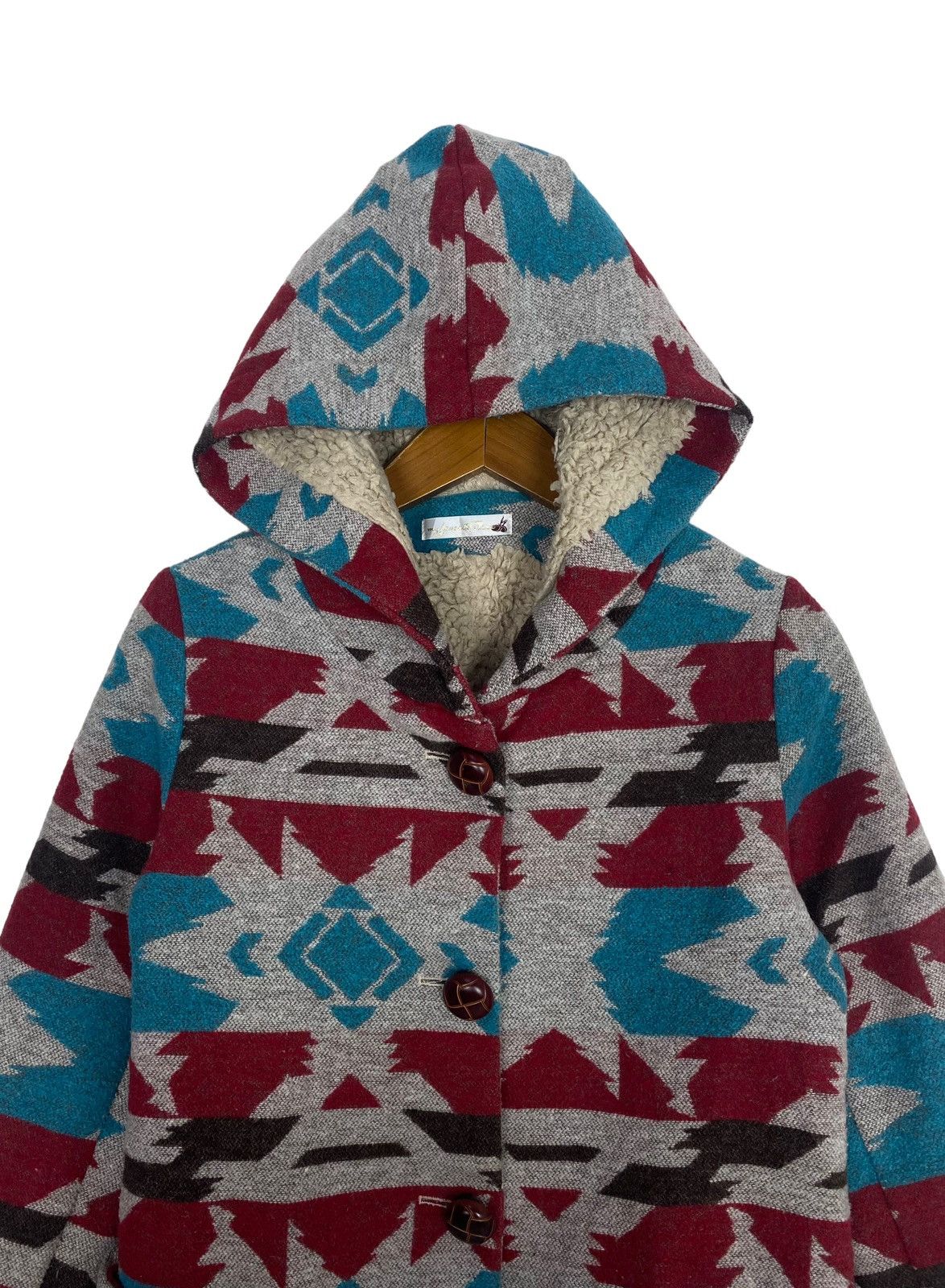 Japanese Brand Rare‼️ Vintage Tiana Navajo Aztec Native Wool Hoodie Size S / US 4 / IT 40 - 5 Thumbnail