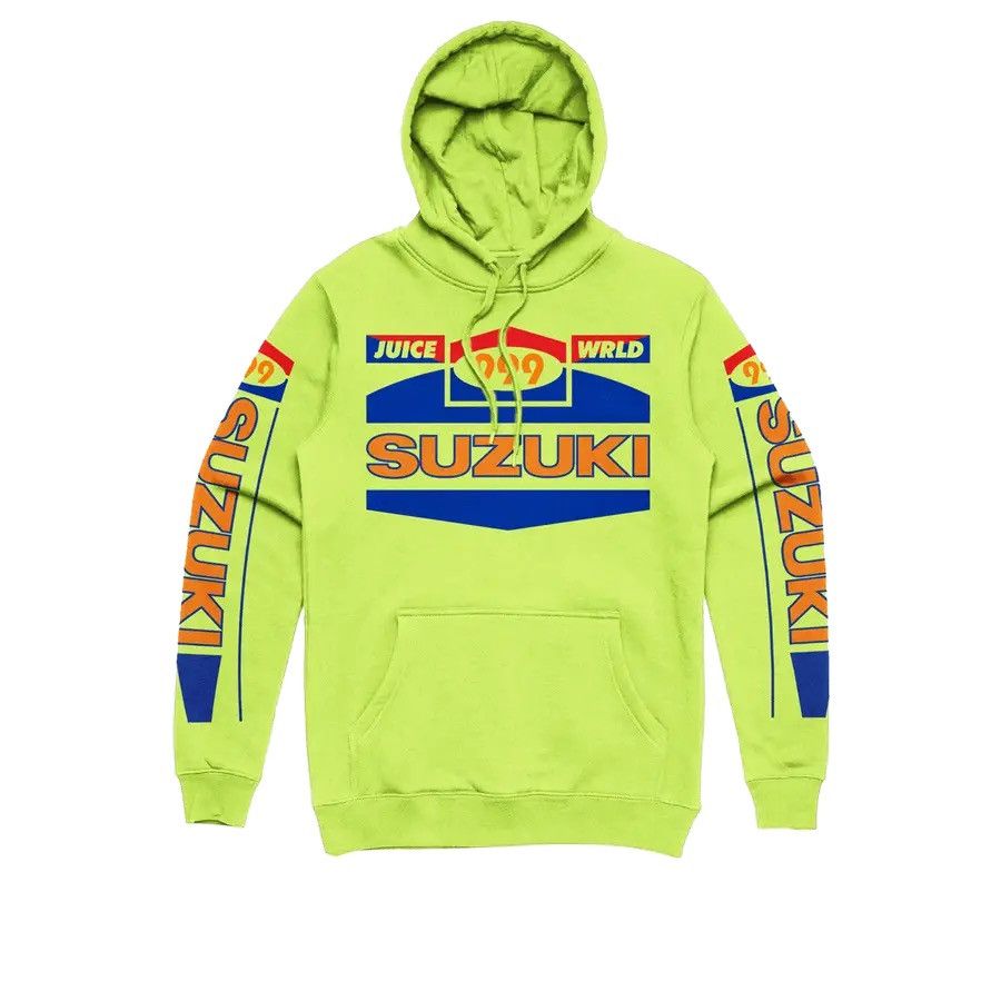 image of Juice Wrld X Suzuki Ntwrk Death Race For Love Hoodie in Yellow, Men's (Size Large)