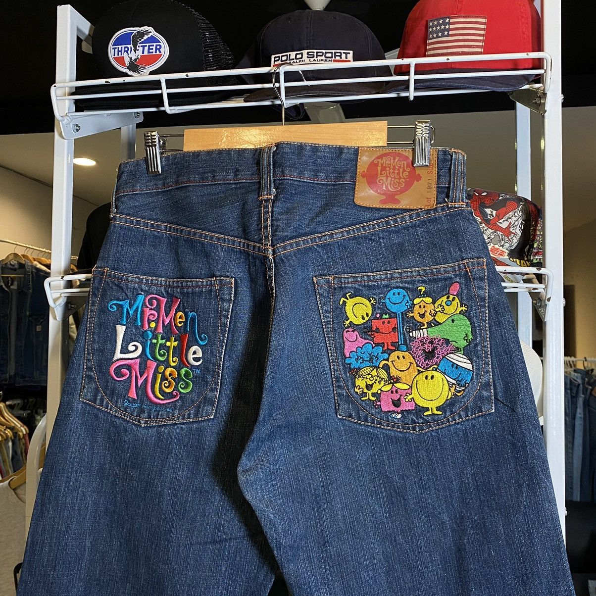 Japanese Brand Mr. Men little Miss embroidered pocket japan denim Size US 34 / EU 50 - 3 Thumbnail