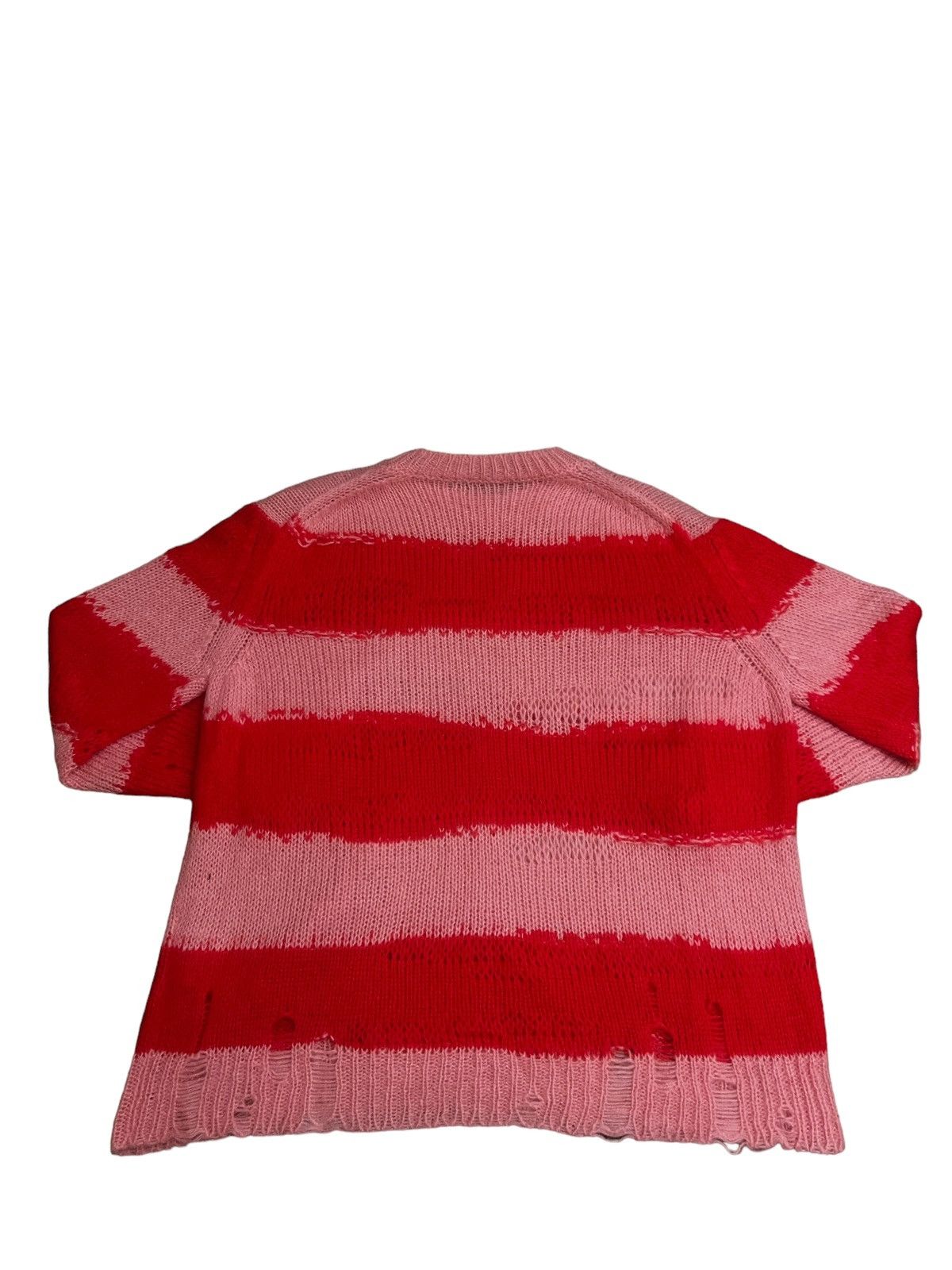 Acne Studios ACNE STUDIOS WOMEN’S DISTRESSED STRIPED SWEATER, PINK/RED Size US M / EU 48-50 / 2 - 2 Thumbnail