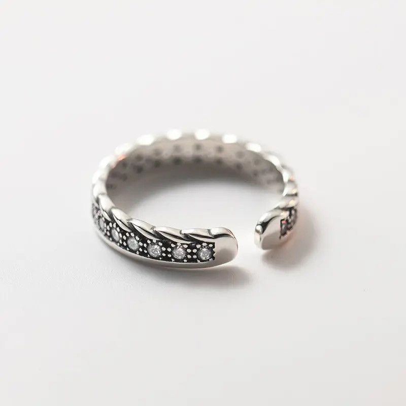 Vintage Black White Zircon Ring Size ONE SIZE - 1 Thumbnail