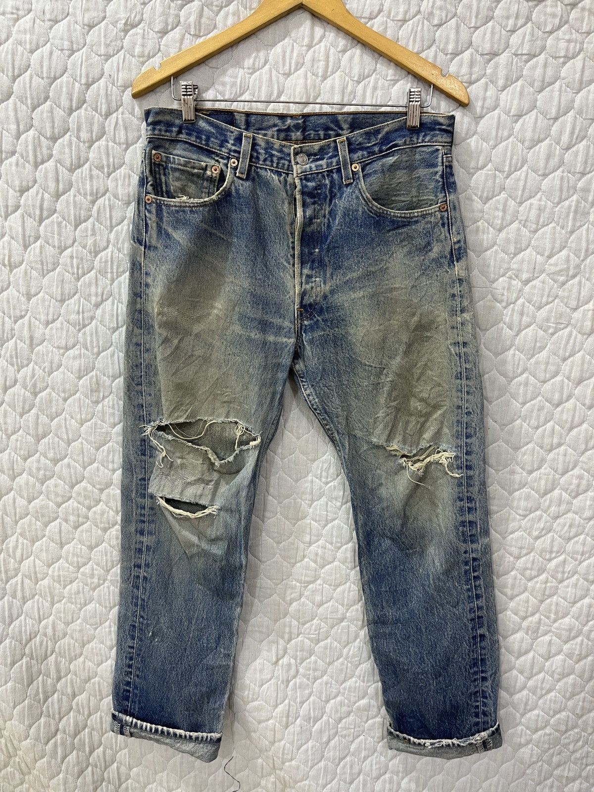 Levi's (Uuuu). RARE VTG LEVIS DISTRESSED DENIM Size US 33 - 1 Thumbnail