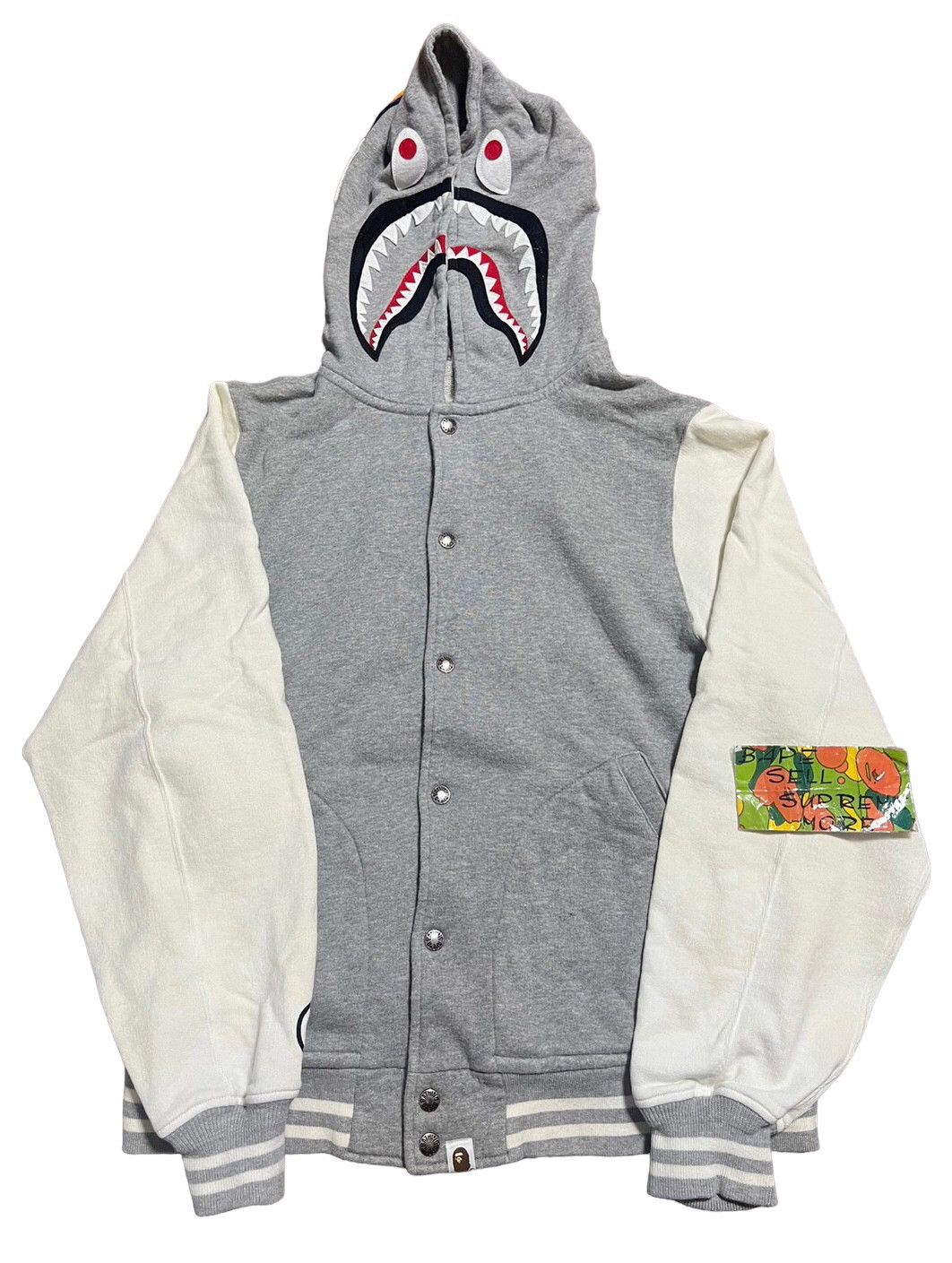 Bape shark sweat varsity jacket best sale