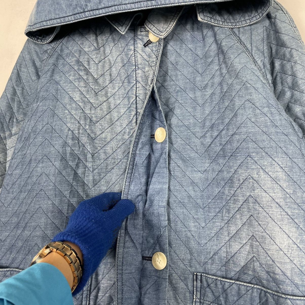 45rpm × Indigo × Japanese Brand 💥DAMA DYED DENIM HOODED PARKA JACKET Size US M / EU 48-50 / 2 - 12 Thumbnail