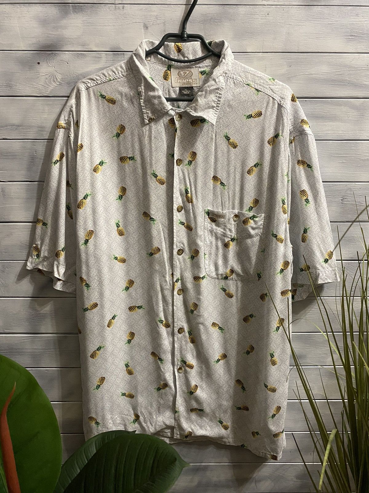 Guess Rare Vintage Shirt GUESS USA Hawaii Pineapple Shirt. Size US XL / EU 56 / 4 - 1 Thumbnail