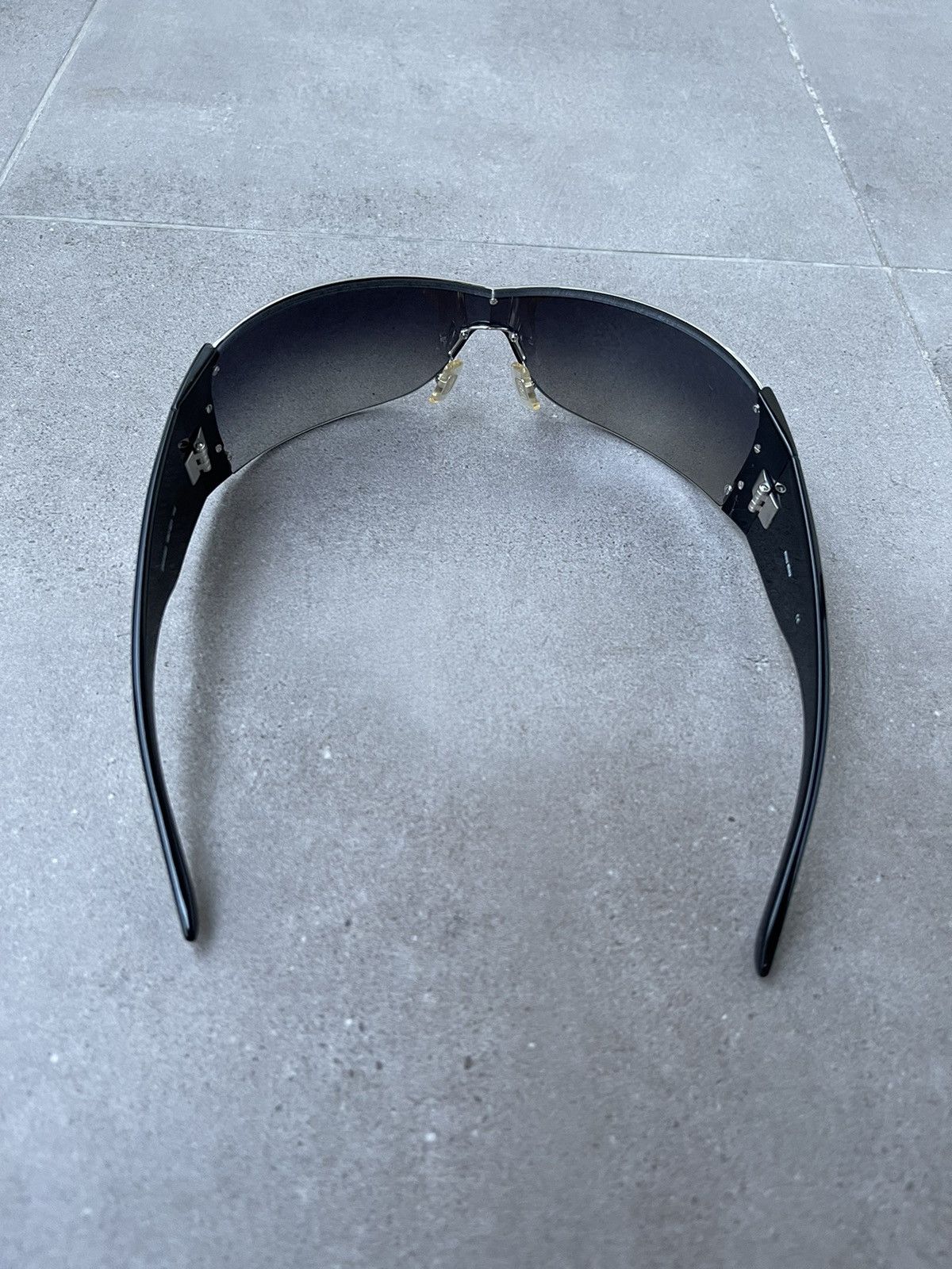 Miu Miu !DS! Miu Miu SMU58G 1BC-5D1 Black Silver Shield Sunglasses Size ONE SIZE - 8 Thumbnail