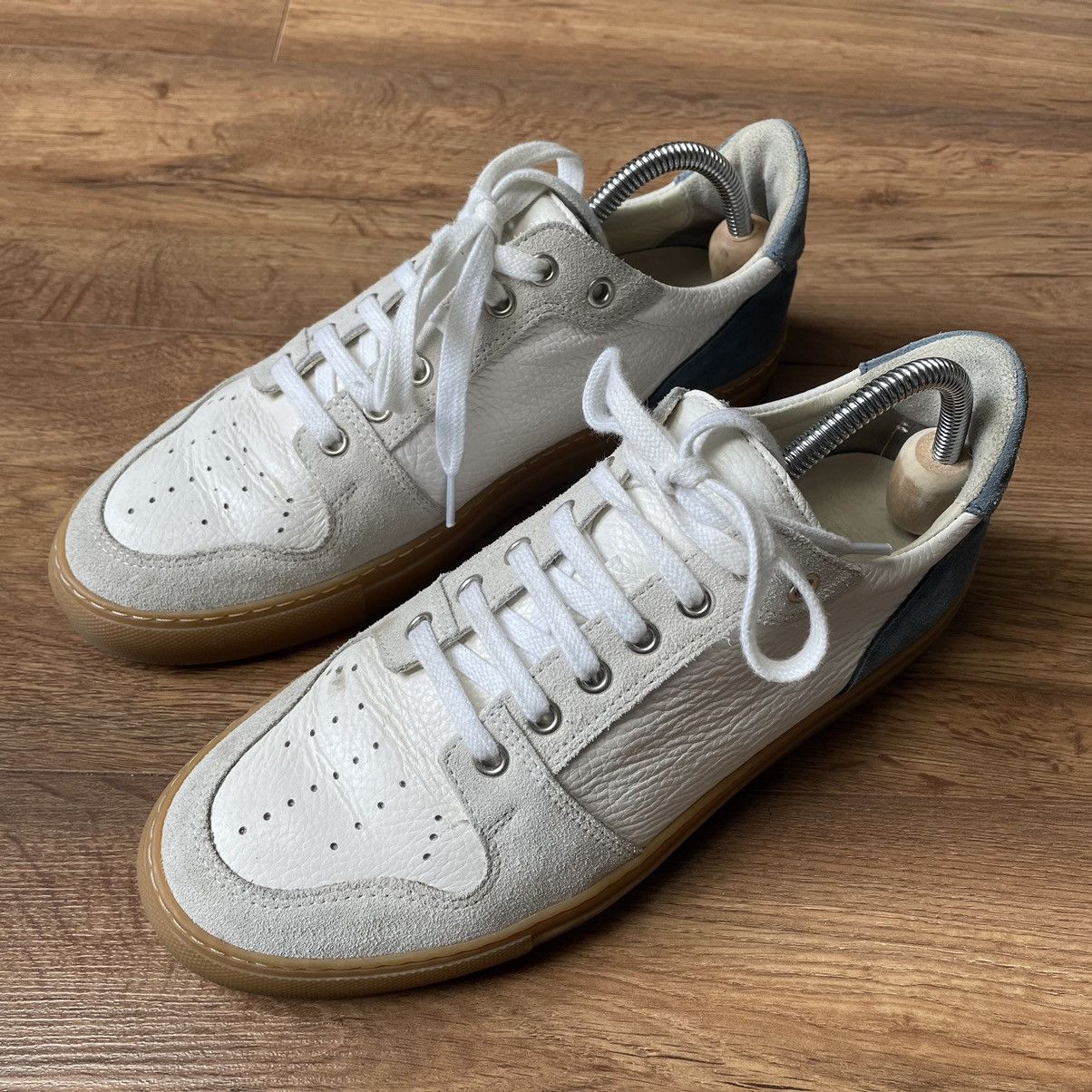 AMI × Designer × Other Ami White-Blue Leather Low Top Sneakers Portugal Designer Size US 9 / EU 42 - 4 Thumbnail