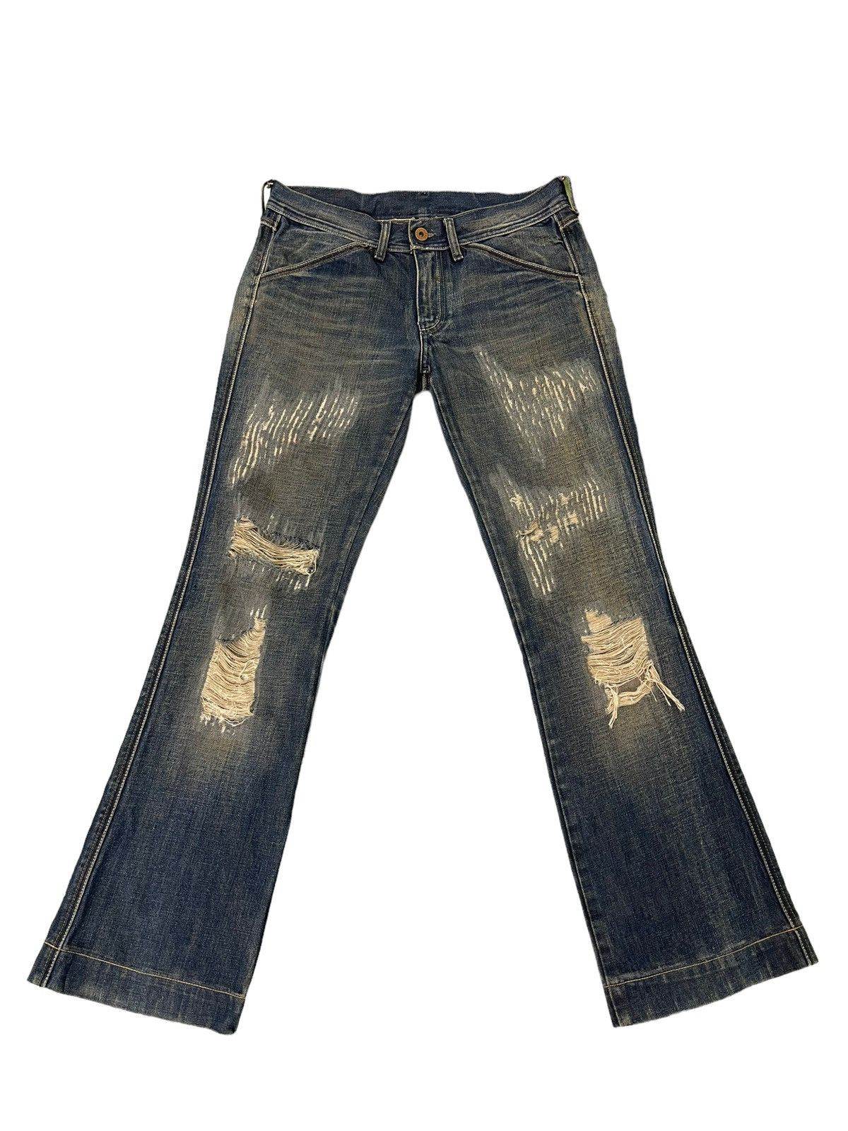 Diesel Flare Jeans Diesel Italy Distress Low Rise Boot Cut 5🟦8 Size US 30 / EU 46 - 2 Thumbnail