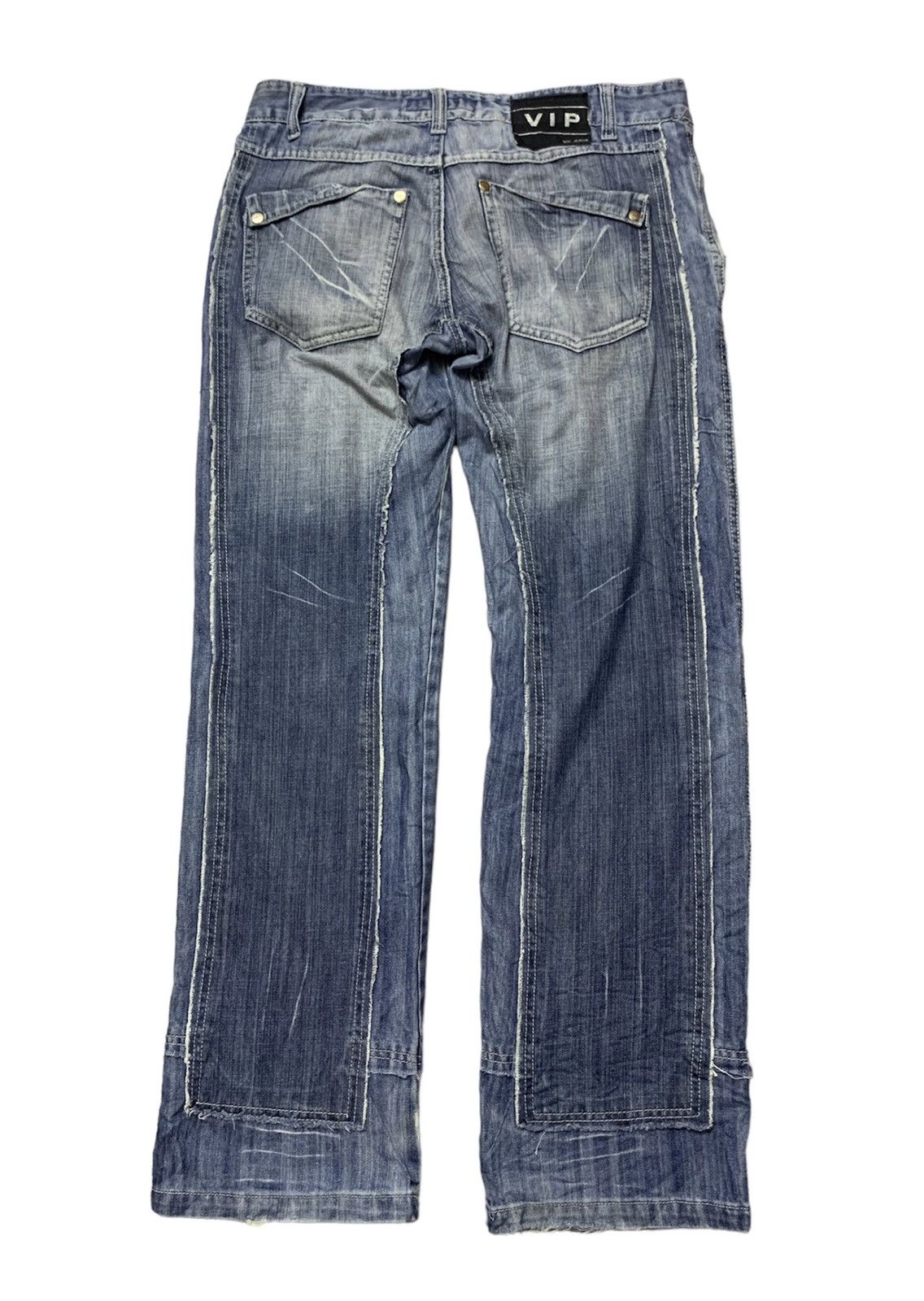 Hysteric Glamour Japanese Brand VIP JEANS Double Knee Straight Washed Denim Size US 35 - 2 Thumbnail