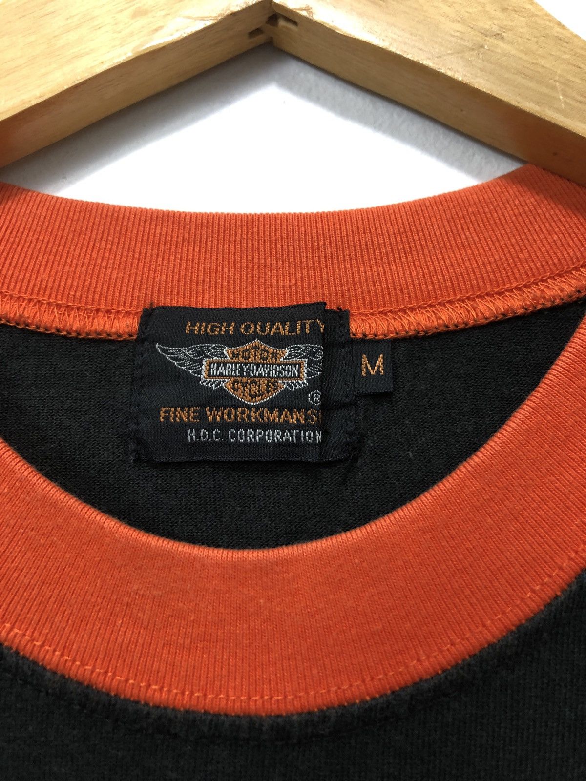 Harley Davidson × Vintage Vintage Harley Davidson Fine Workmanship. Raglan T-Shirt Size US M / EU 48-50 / 2 - 2 Thumbnail