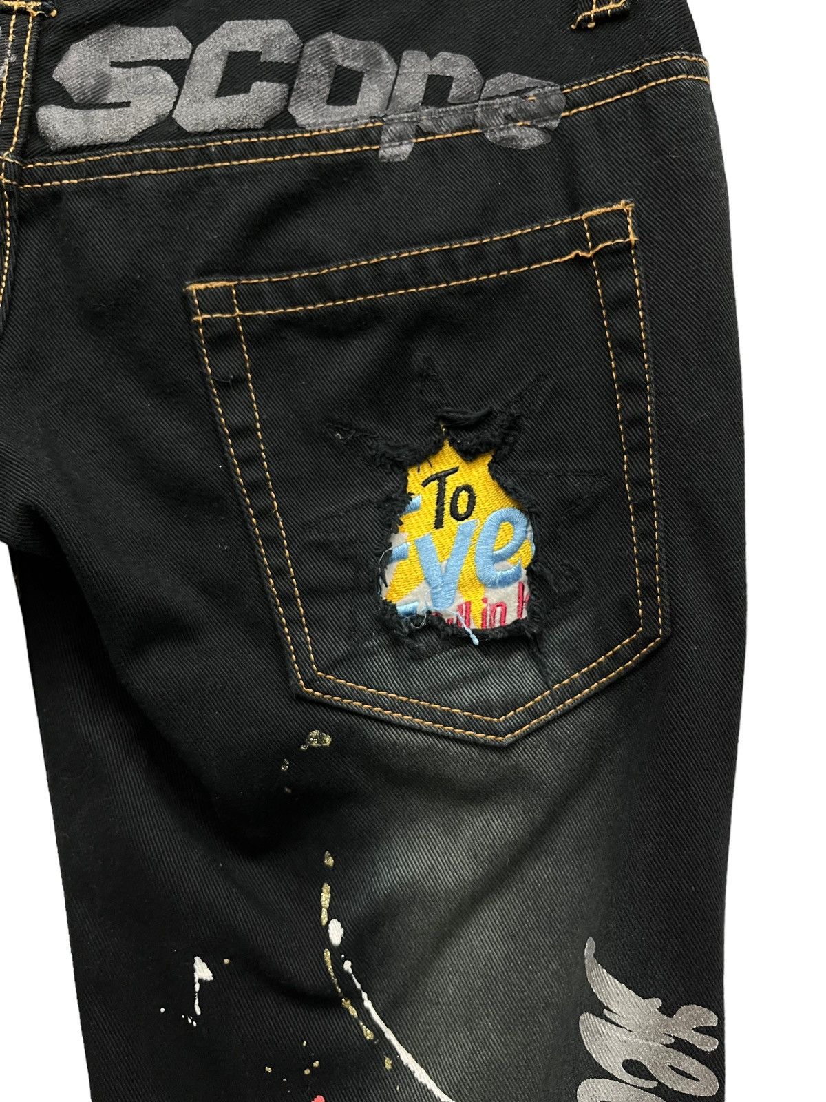 If Six Was Nine 🔥DOPE💥DAILY NEWS Japan Double Waist Splash Multi Patches Size US 32 / EU 48 - 10 Thumbnail