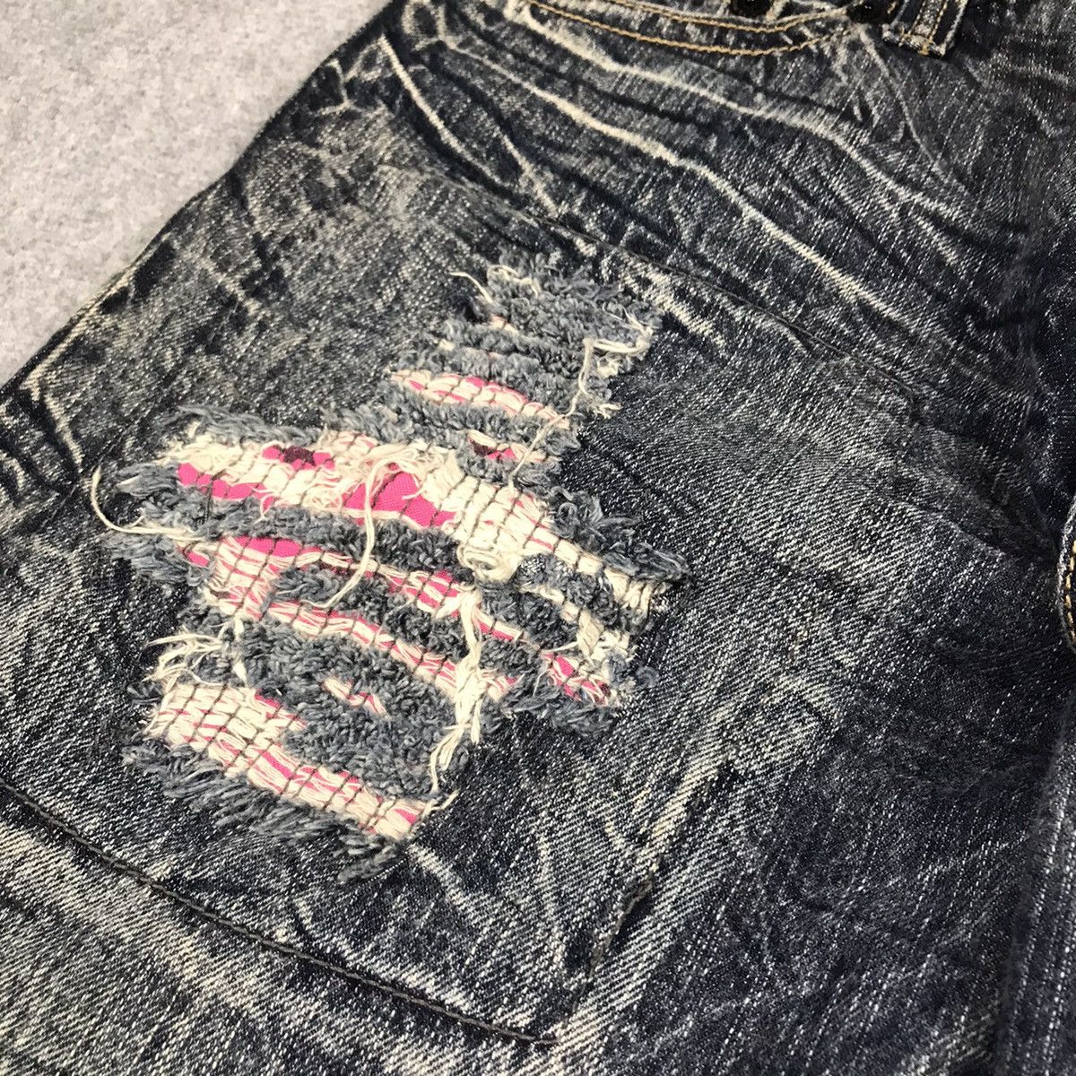 Japanese Brand ACID WASH JEANS JAPANESE PUNK BLUE FADED DISTRESSED PANTS Size US 34 / EU 50 - 9 Thumbnail