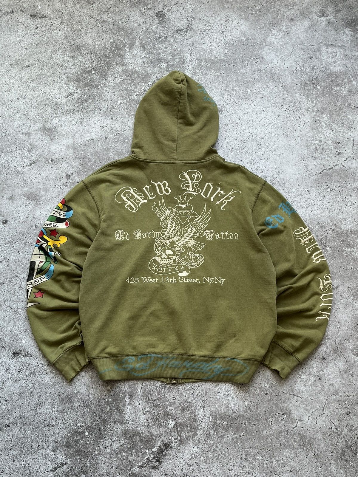 Christian Audigier × Ed Hardy × Vintage Vintage Ed Hardy Zip Up Hoodie Rare Big Logo Size US L / EU 52-54 / 3 - 2 Thumbnail