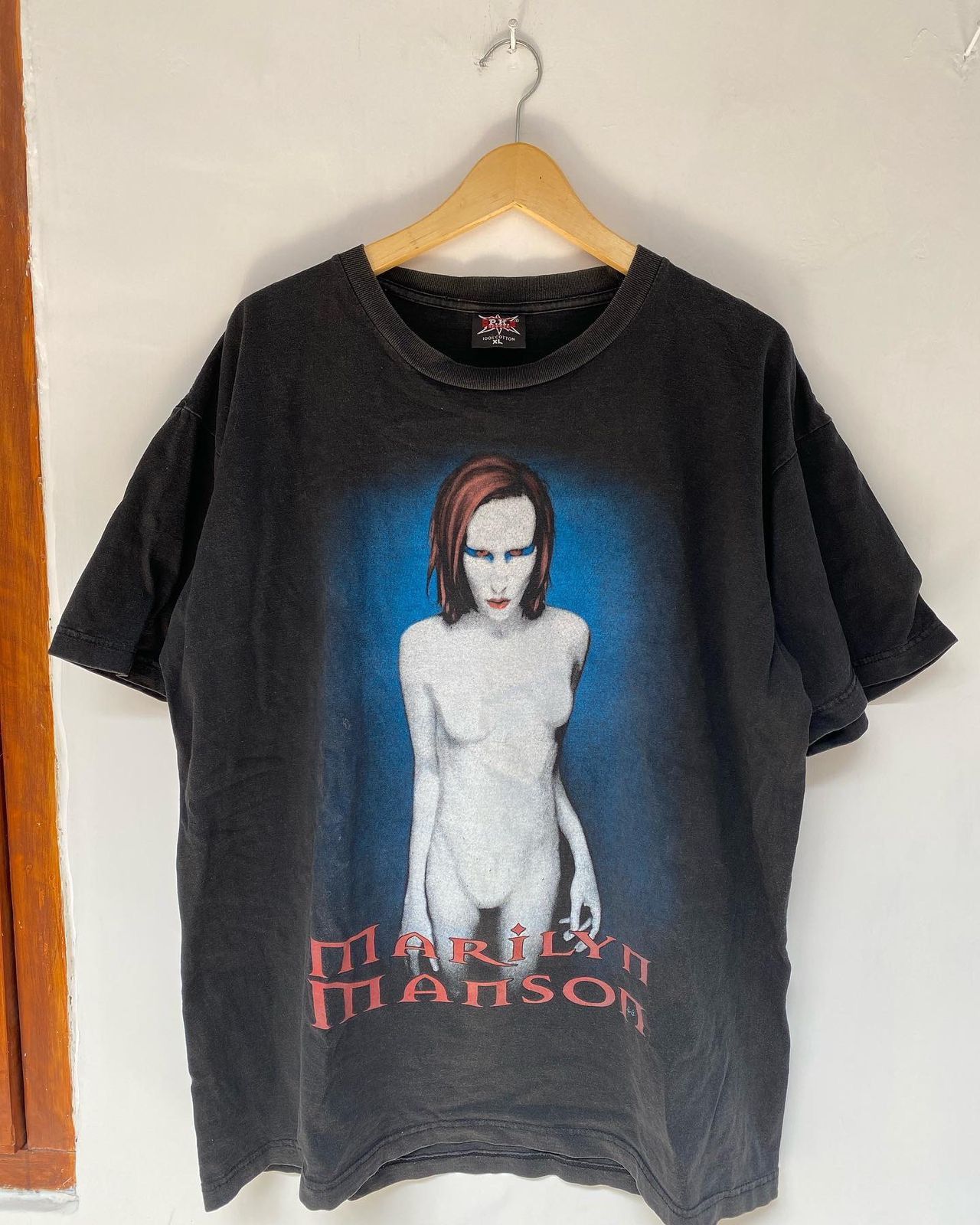 MARILYN MANSON Marilyn Manson Band T-shirt Band T Men's XL size cotton black type Vintage Second Hand