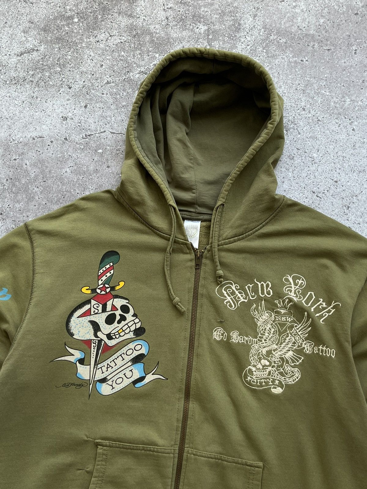 Christian Audigier × Ed Hardy × Vintage Vintage Ed Hardy Zip Up Hoodie Rare Big Logo Size US L / EU 52-54 / 3 - 7 Thumbnail